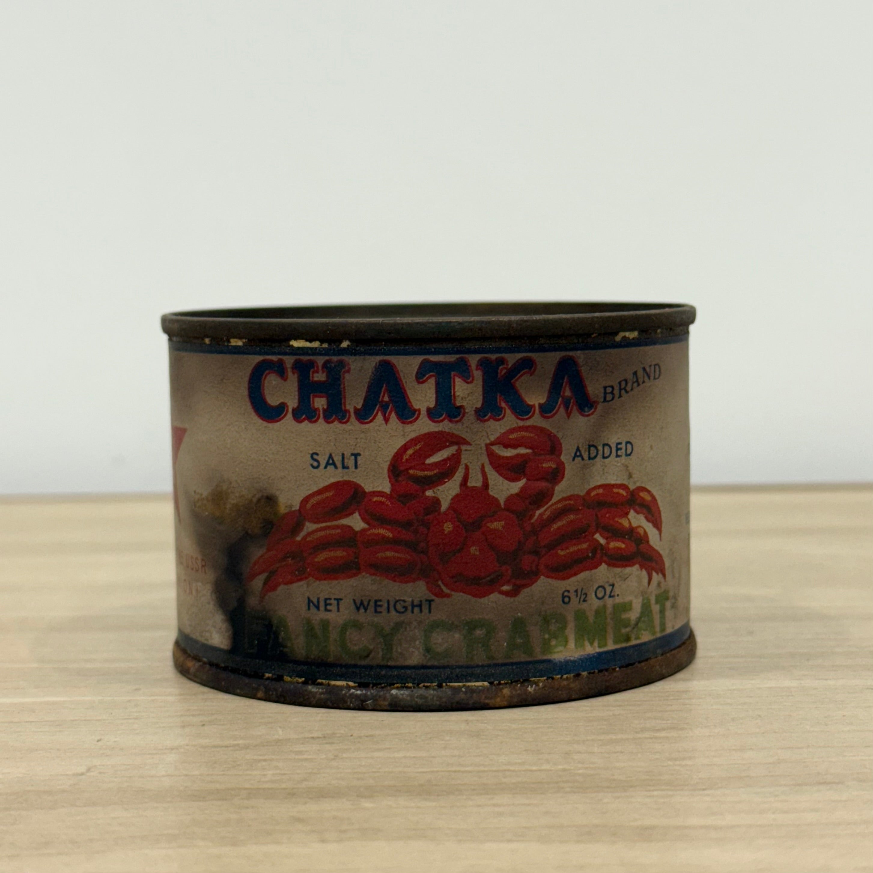 Vintage Chatka Crab Meat Unopened Tin USSR Soviet Export Fancy Crab Display