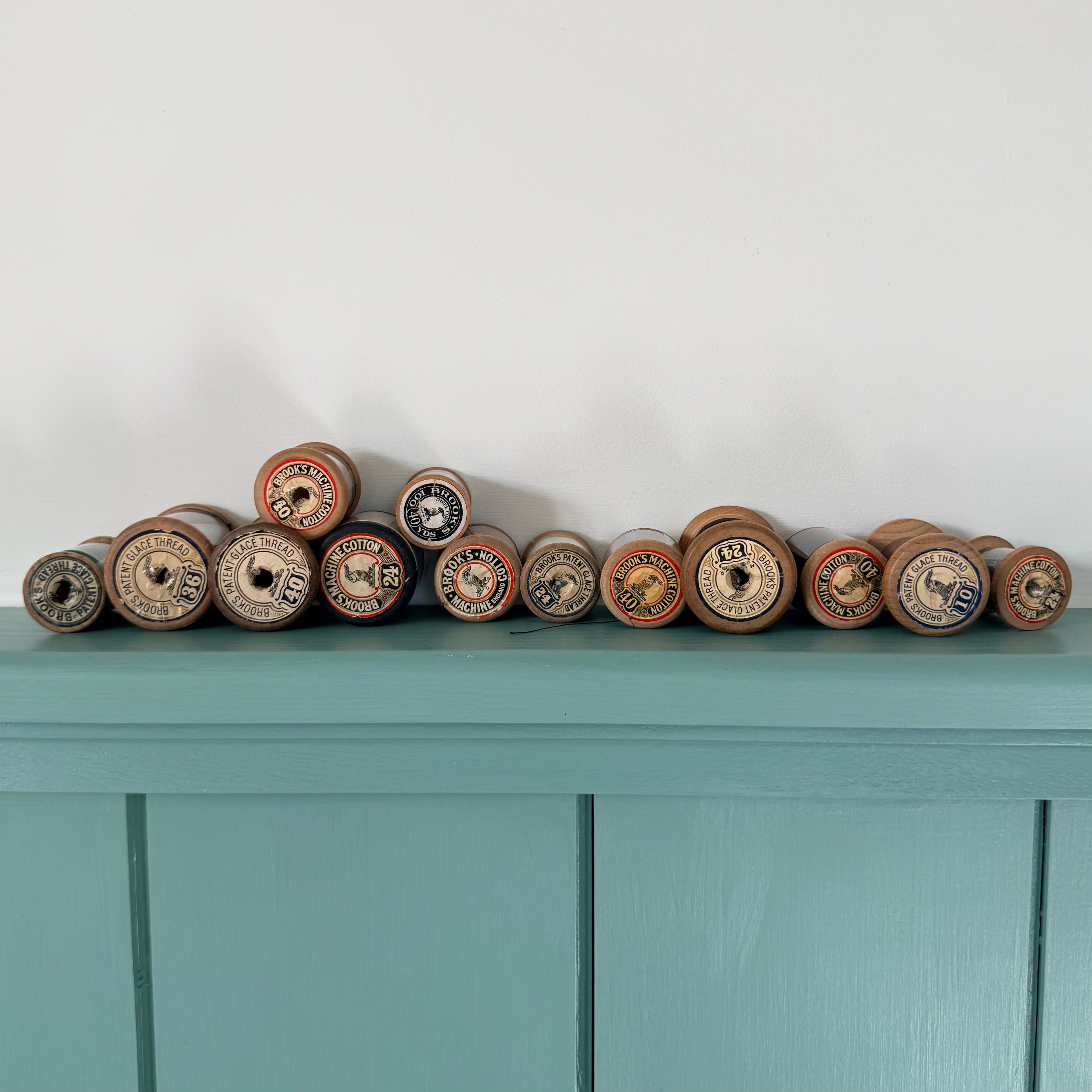 Vintage Brooks Wooden Cotton Reels Job Lot Sewing Thread