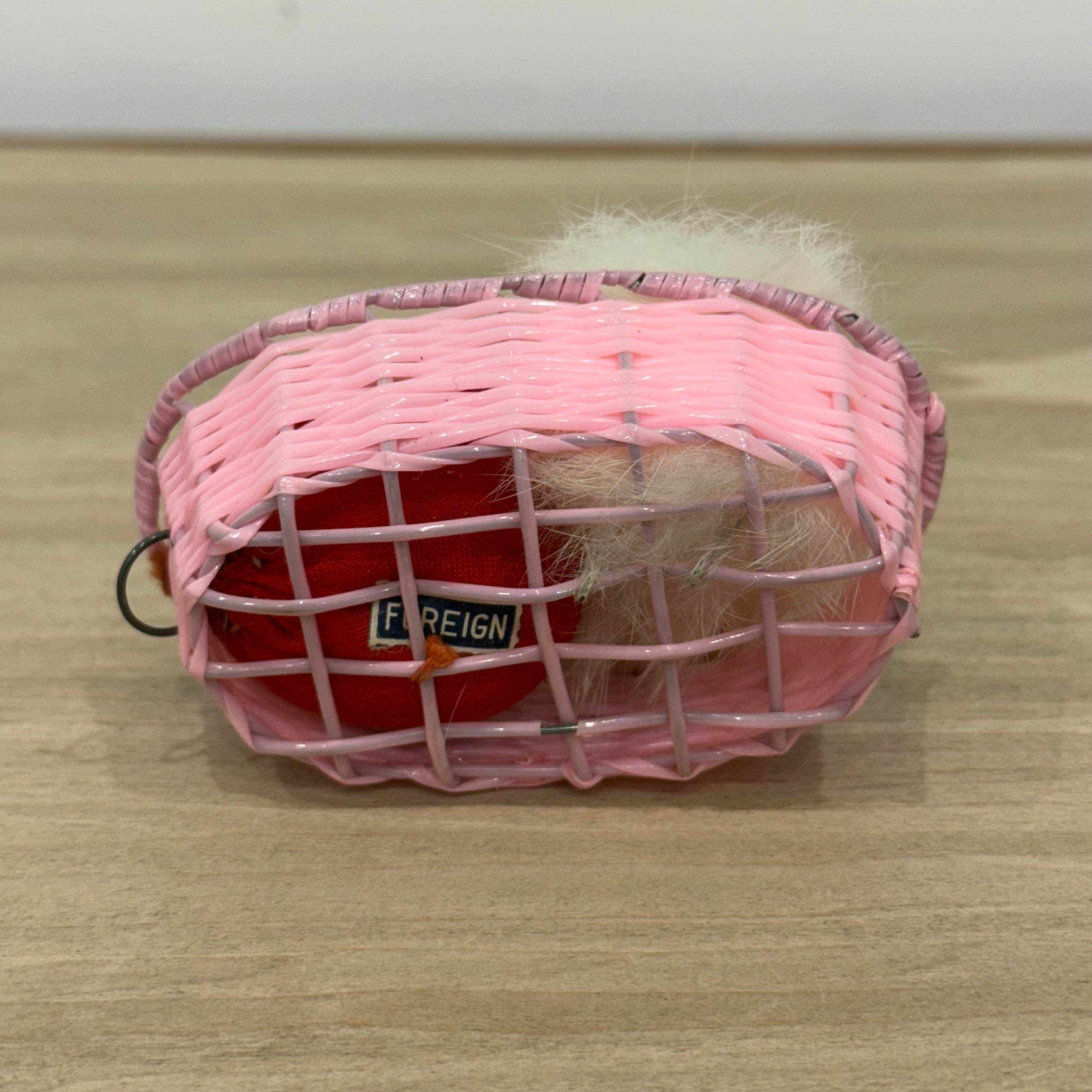 Vintage Dog in Basket Tape Measure & Pincushion, Boxed, Working 36”