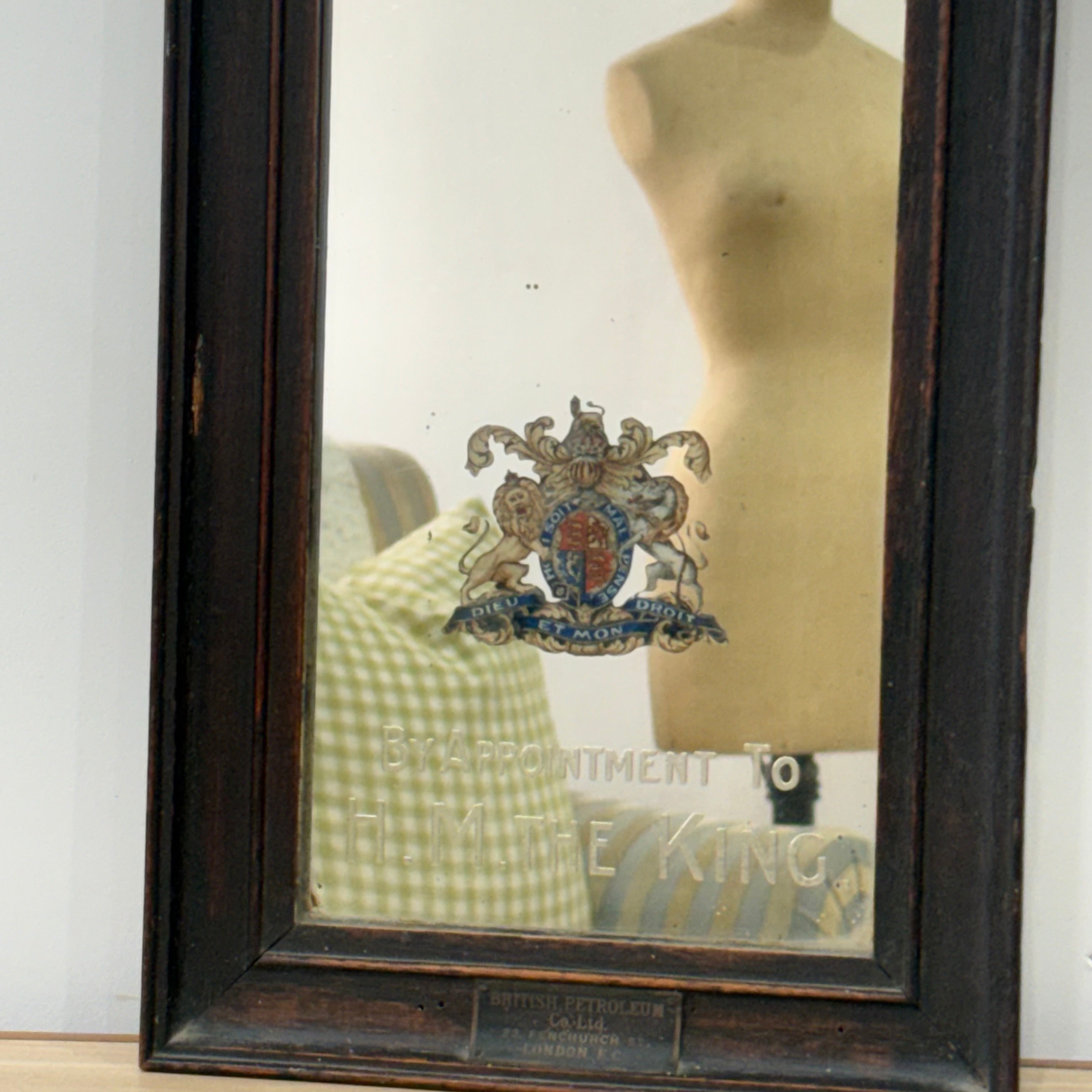 Vintage Shell Petrol Advertising Mirror Royal Warrant British Petroleum BP 1930s