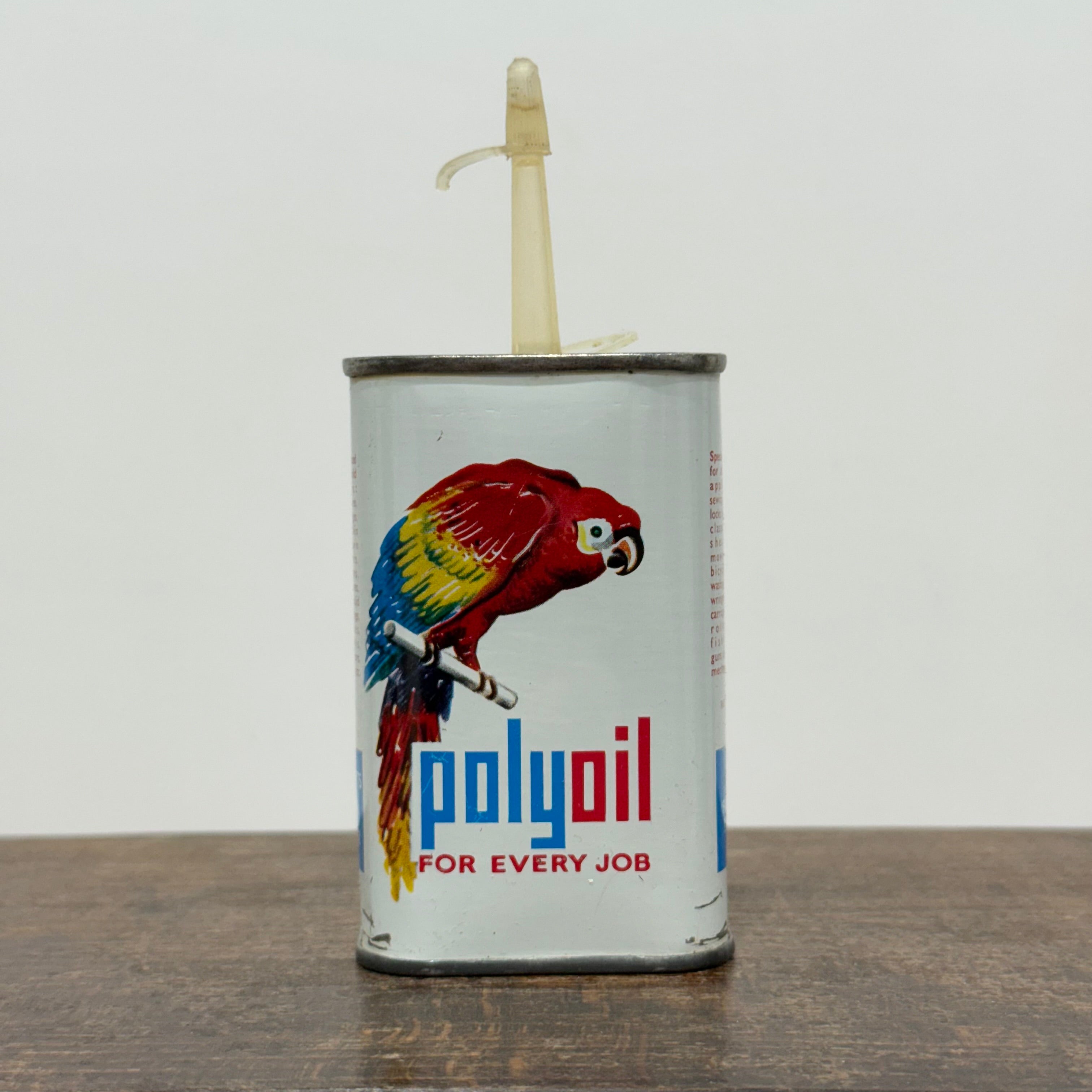 Vintage PolyOil Oiler Tin Filtrate Leeds Parrot Logo Cycle Machinery Oil Can