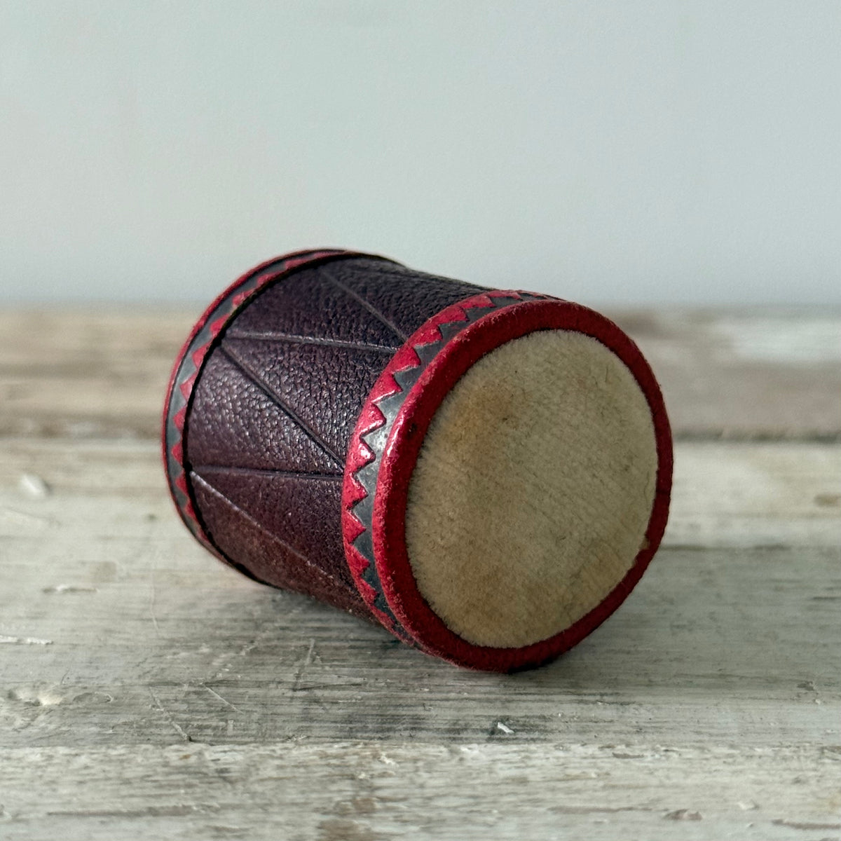 Antique Leather Drum Pin Cushion – Victorian Sewing Accessory