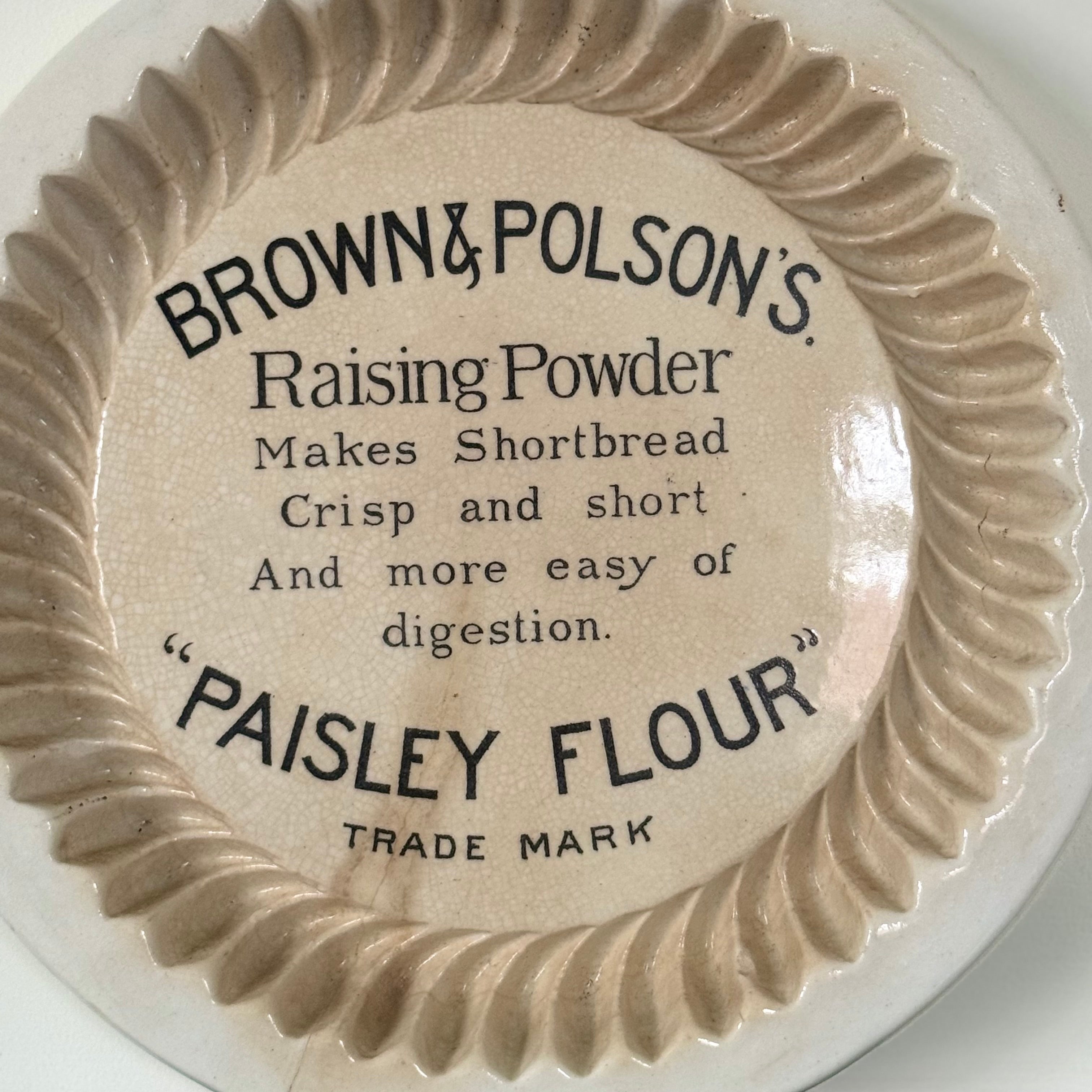 Antique Brown Polson Paisley Flour Advertising Plate Boulton Burslem