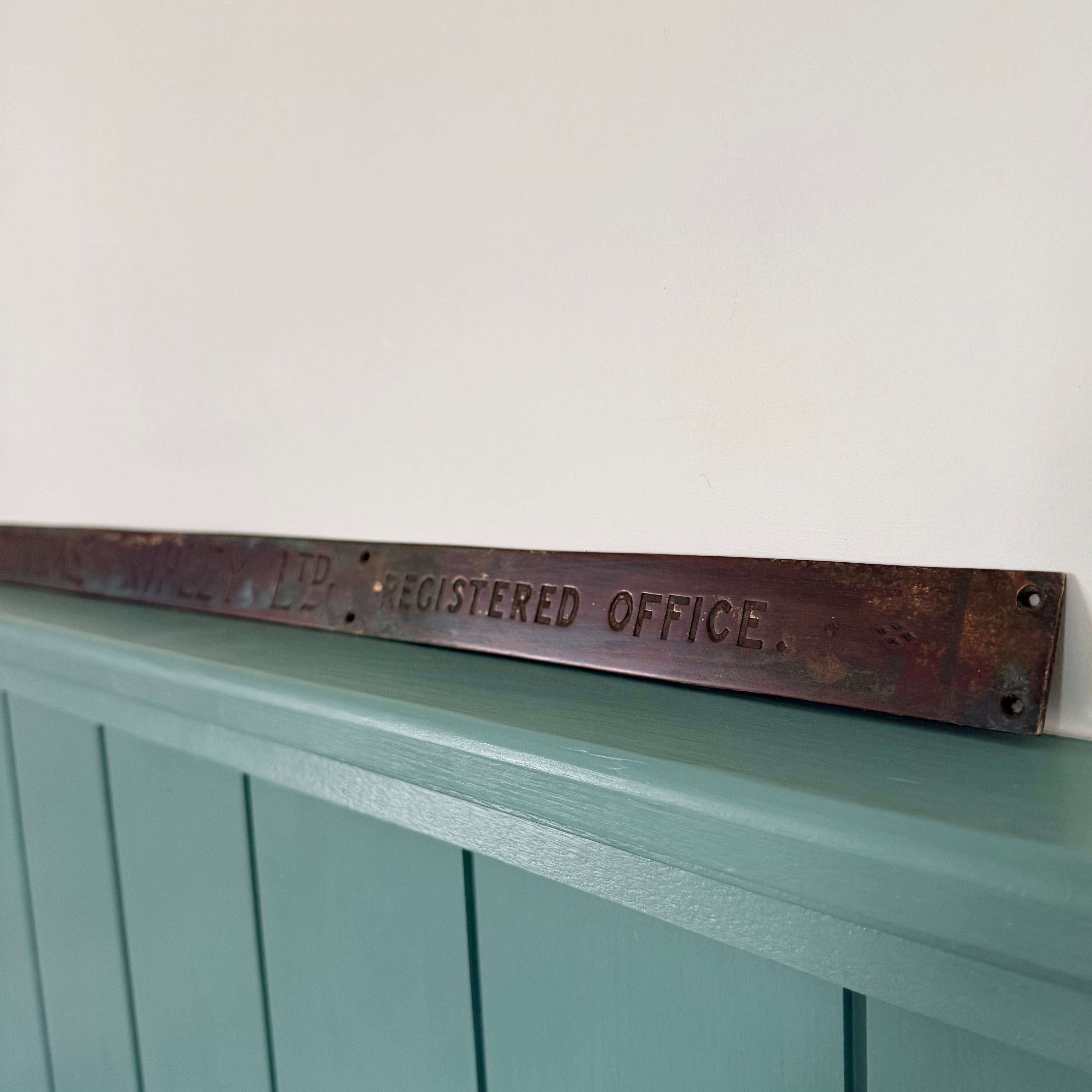 Antique Redferns of Ripley Drapery Shop Metal Office Sign Plaque