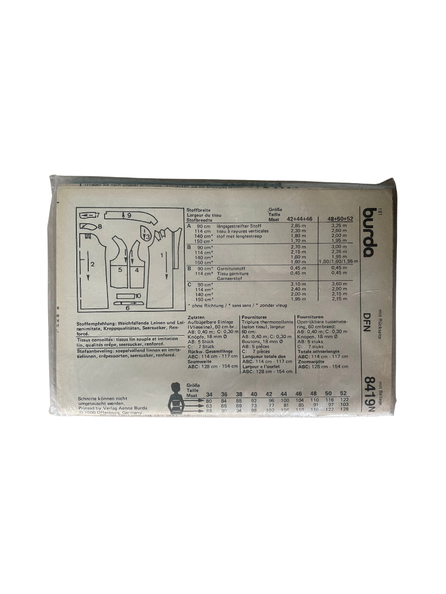 Burda 8419 Womens Size 16-26 Dress FF