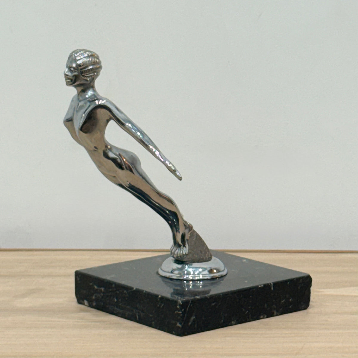 Art Deco Desmo Diving Lady Nymph Chrome Car Mascot