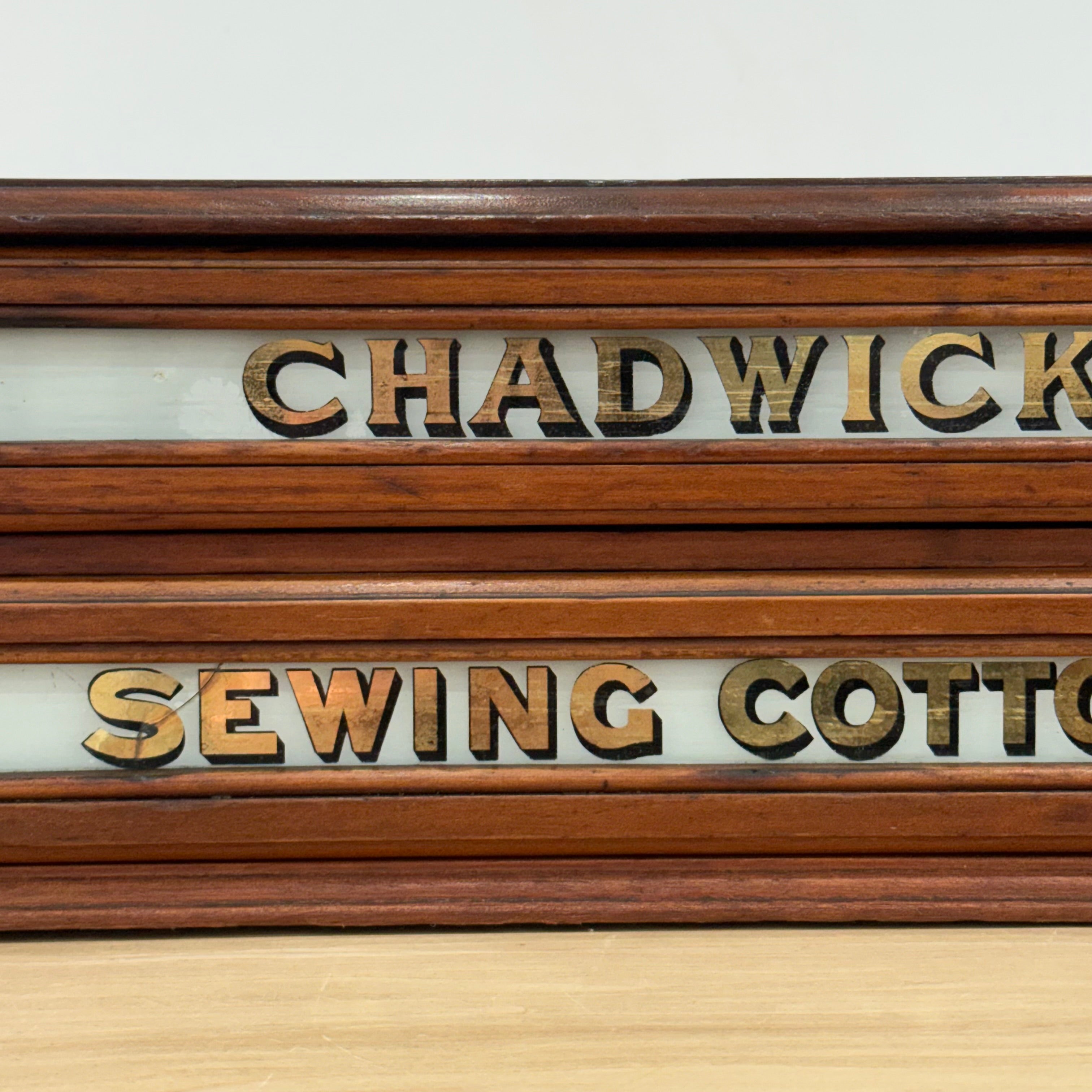 Early 20th Century Chadwick’s Sewing Cottons Shop Display Cabinet with Thread