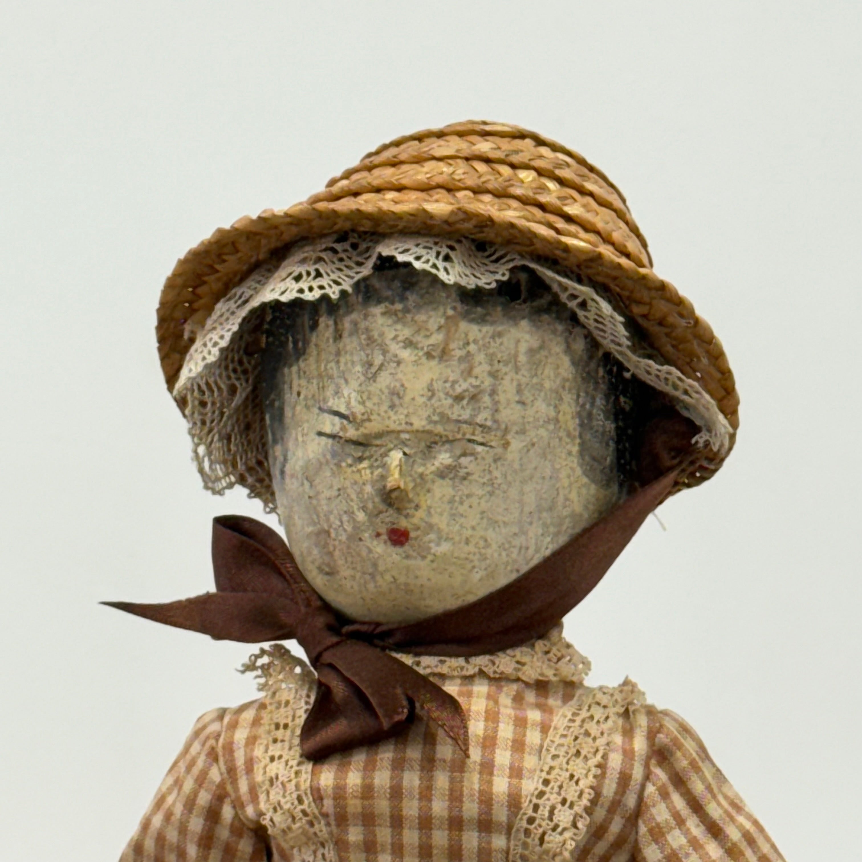 Victorian Peg Doll Folk Art Wooden Doll c1900