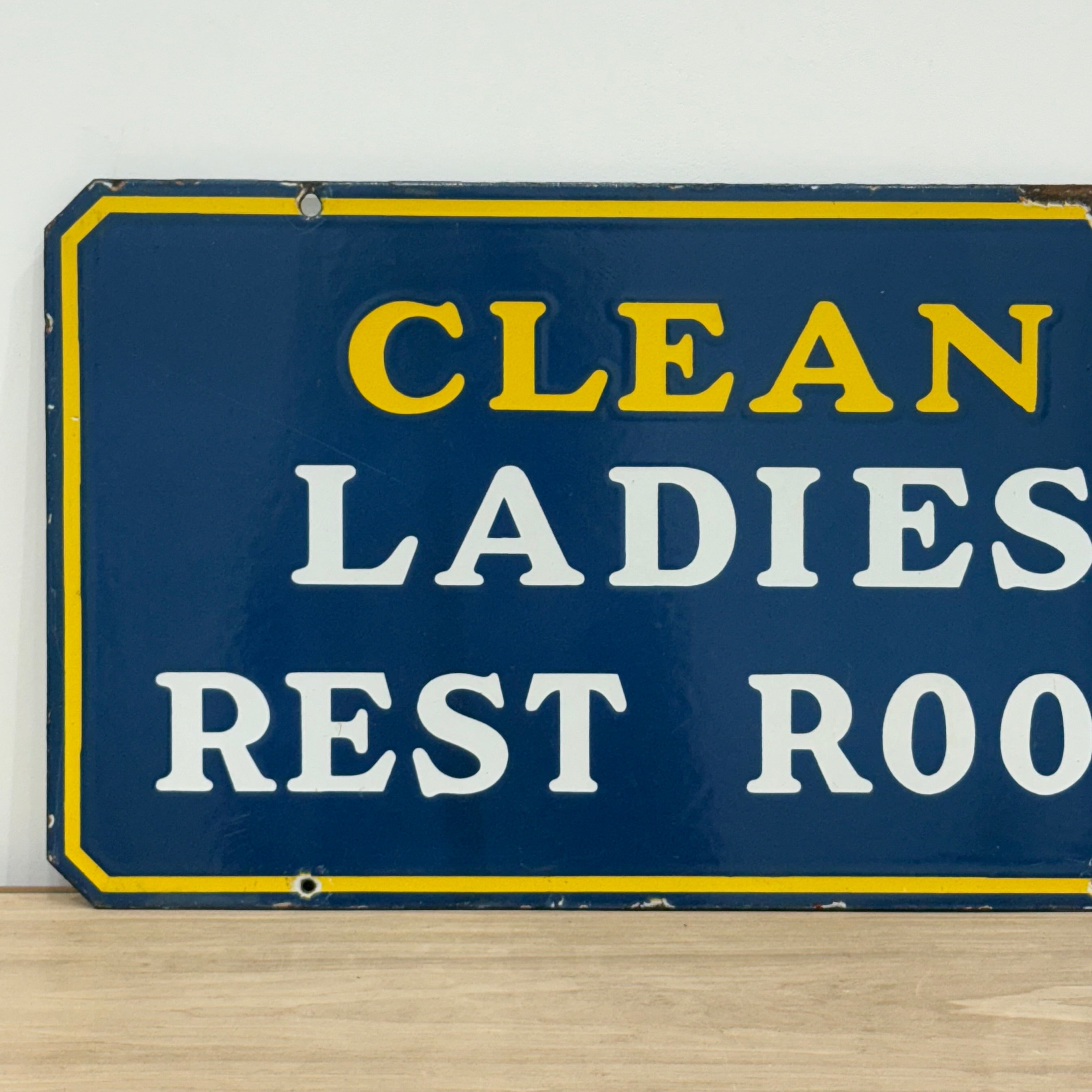 Vintage Clean Ladies Rest Room enamel sign