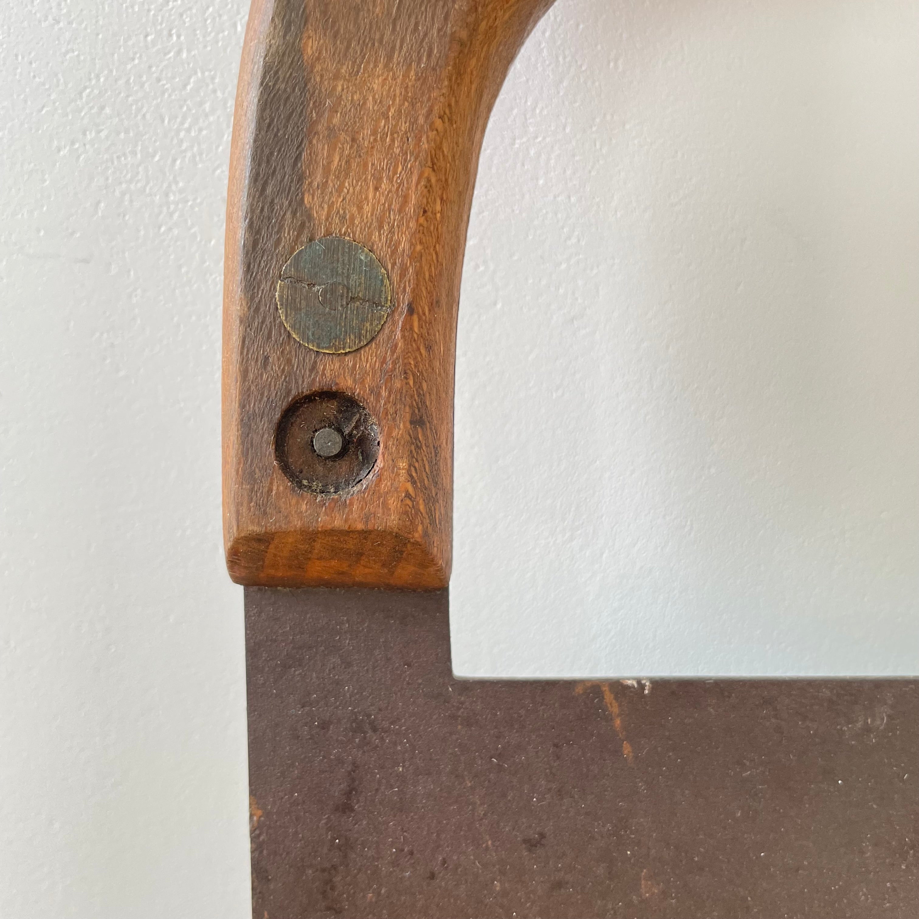 Antique Single-Handled Herb Chopper – Forged Iron Blade with Wooden Grip, Early 20th Century Kitchenalia