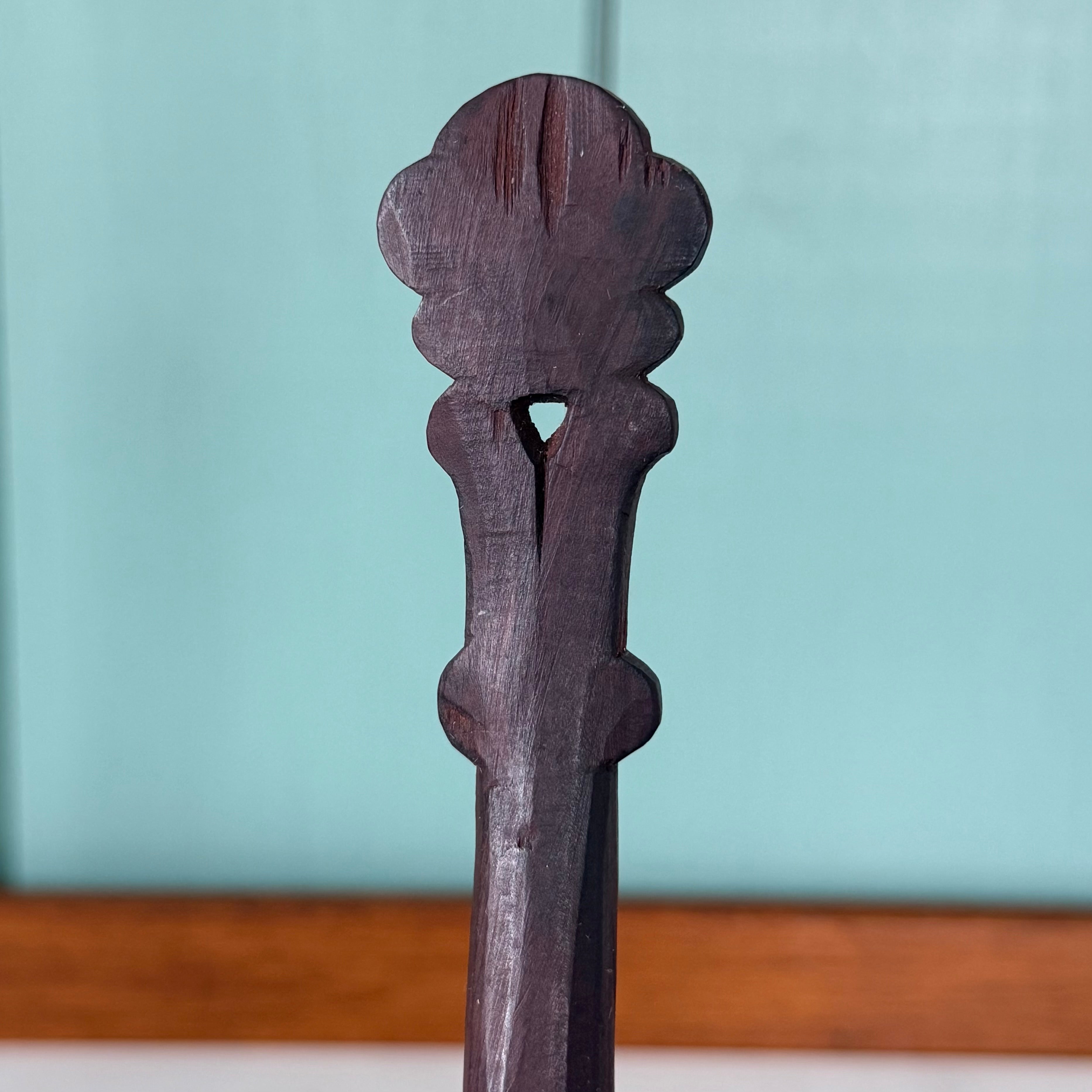 Antique Carved Treen Wooden Spoon Folk Art Love Spoon