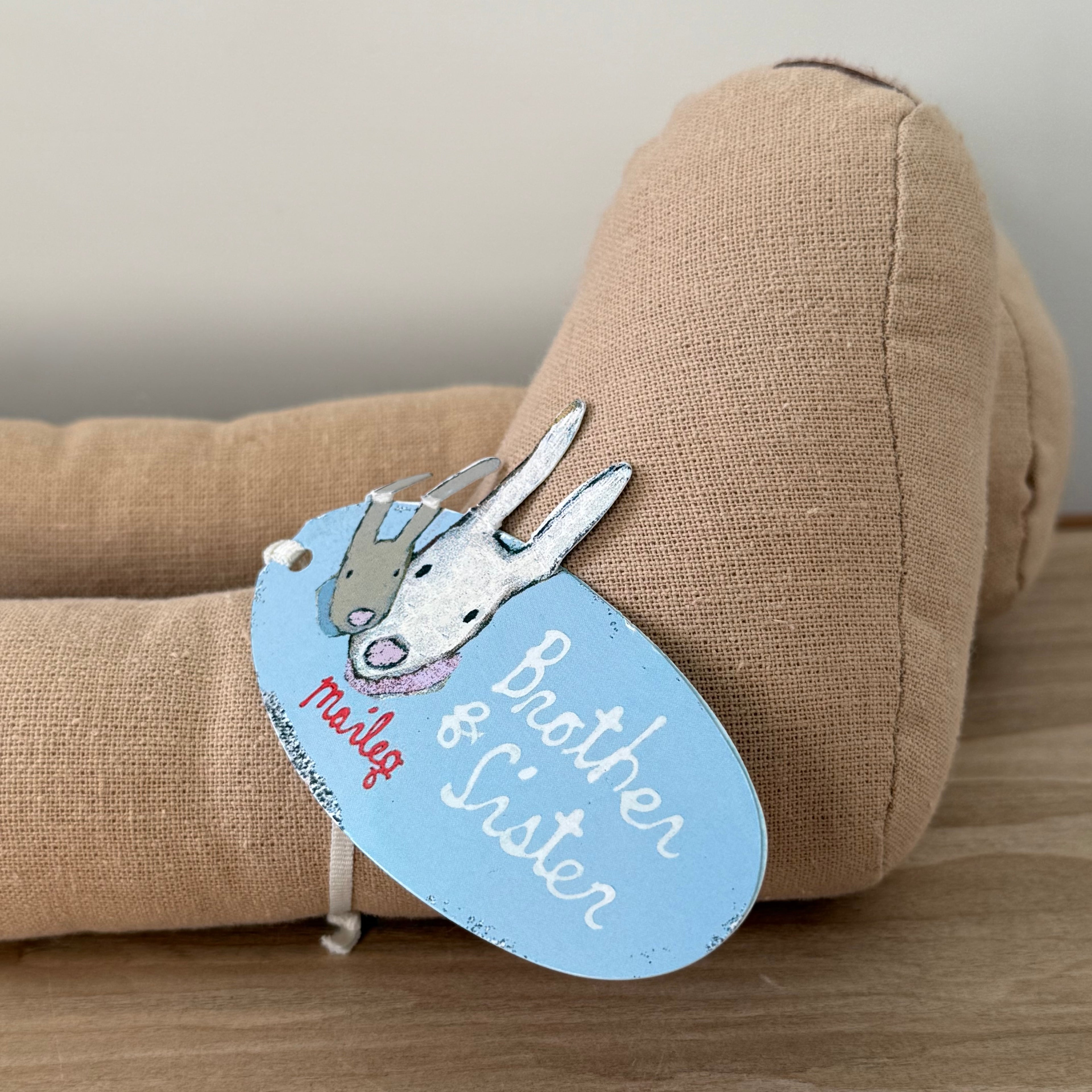 Maileg Giant Bunny 125cm Pink Linen Dress XL Soft Toy Display Piece