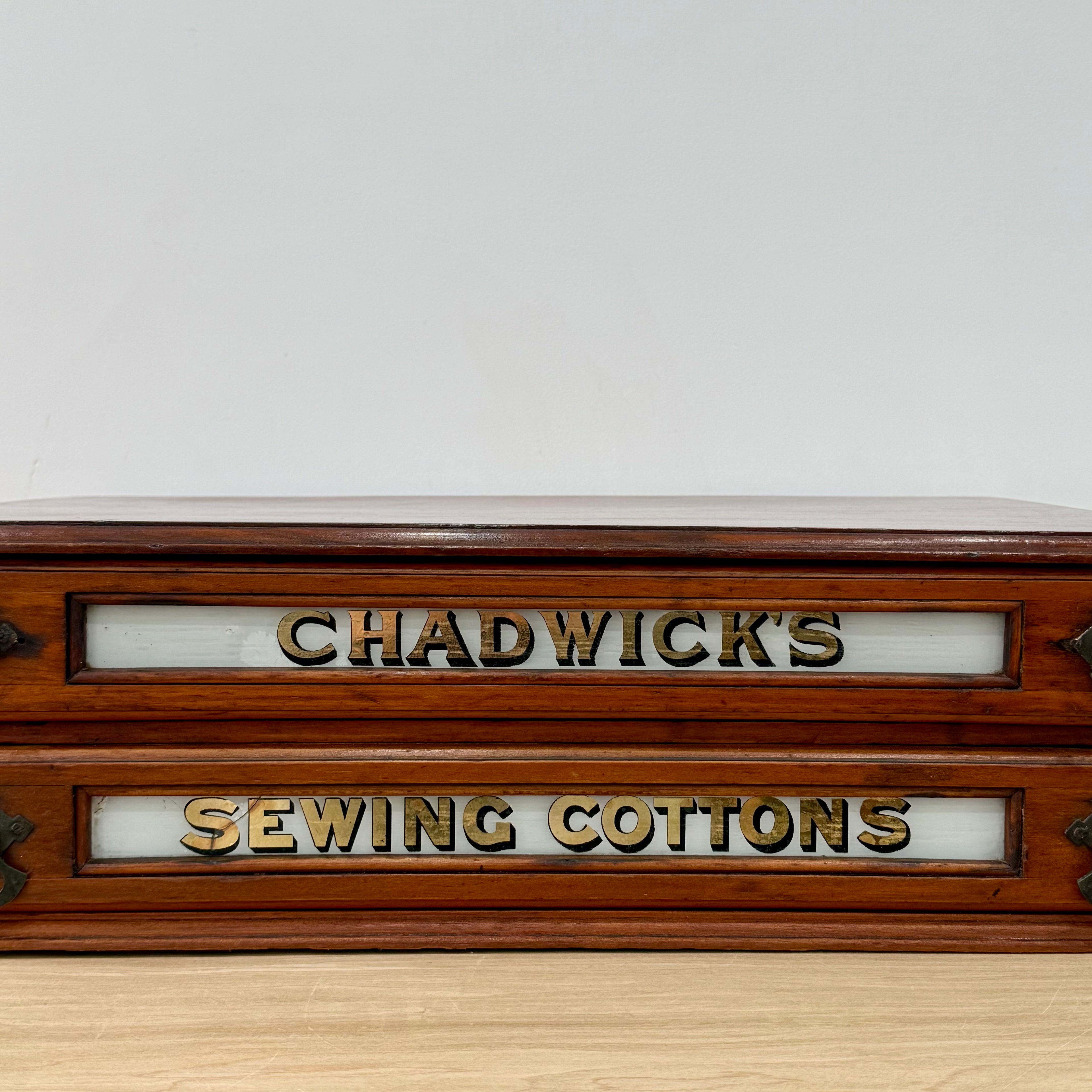 Early 20th Century Chadwick’s Sewing Cottons Shop Display Cabinet with Thread