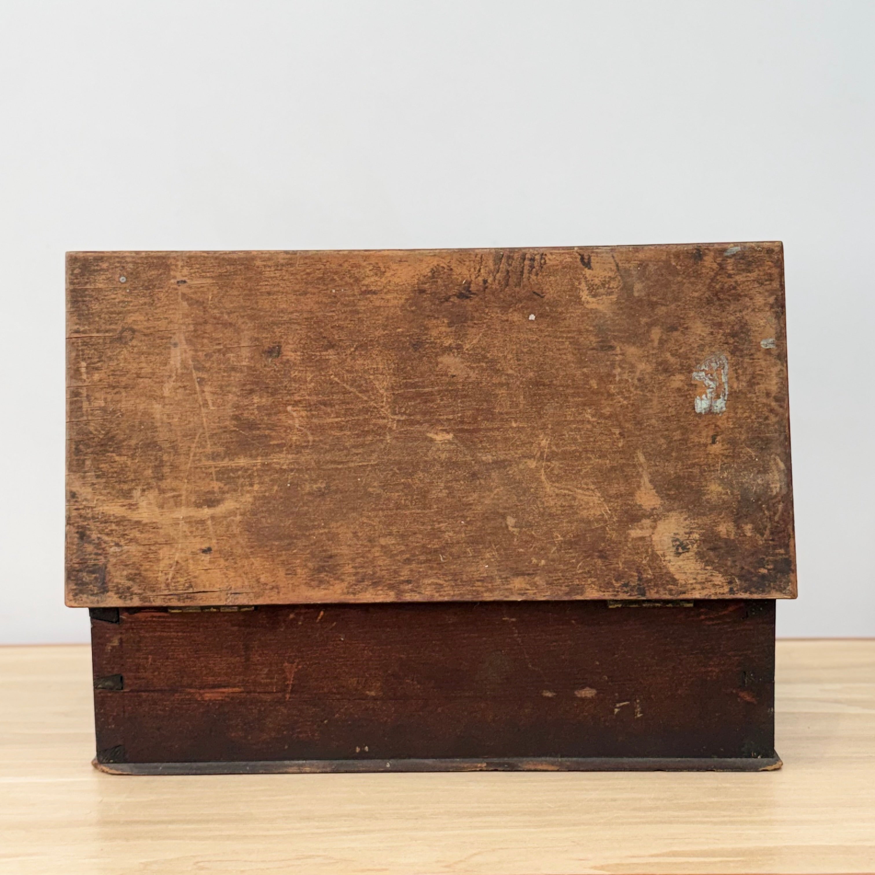 Antique Wet Brush Box Wooden Trade Display Barber Shoe Shine
