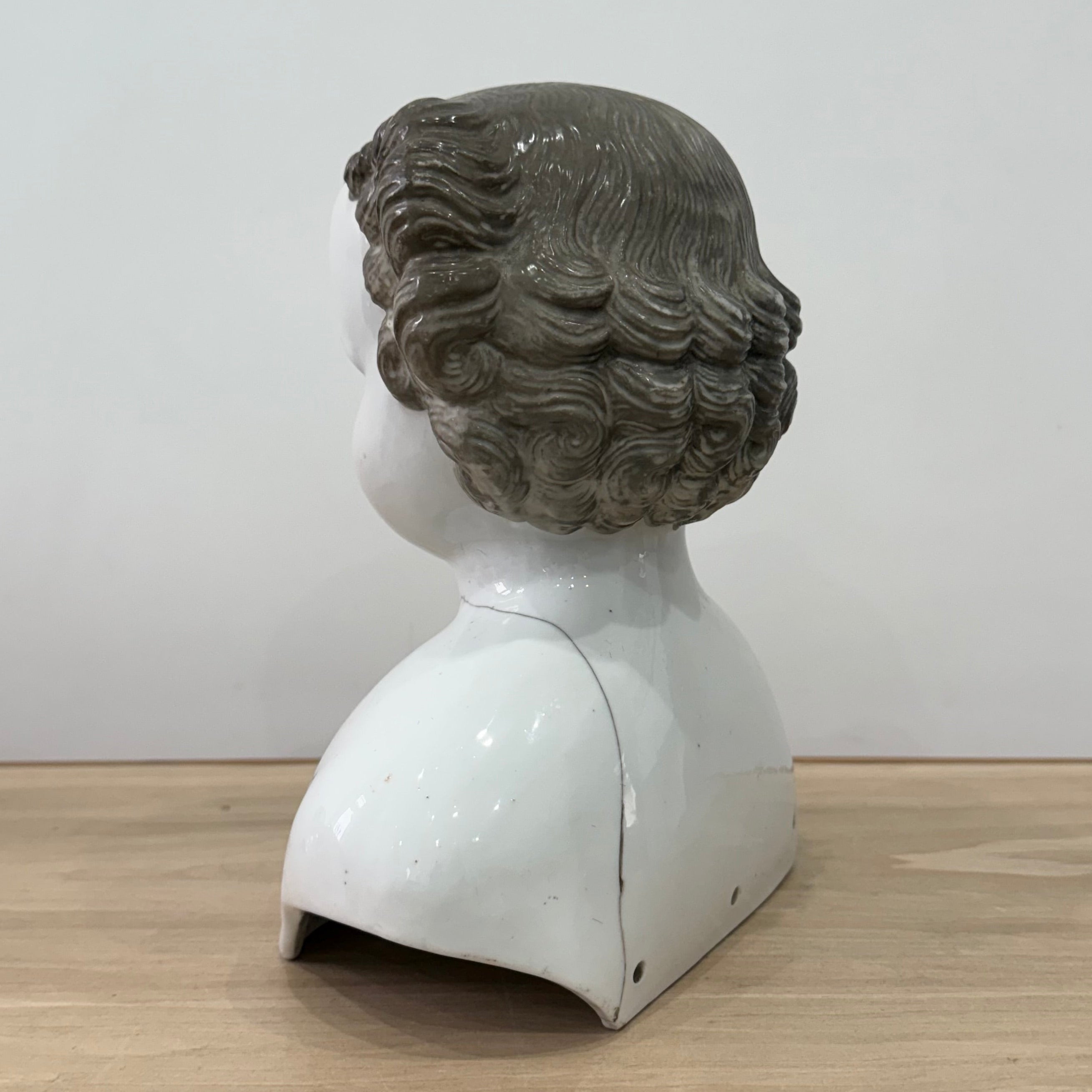 Large Antique Porcelain Doll Shoulder Head Bust 19th Century