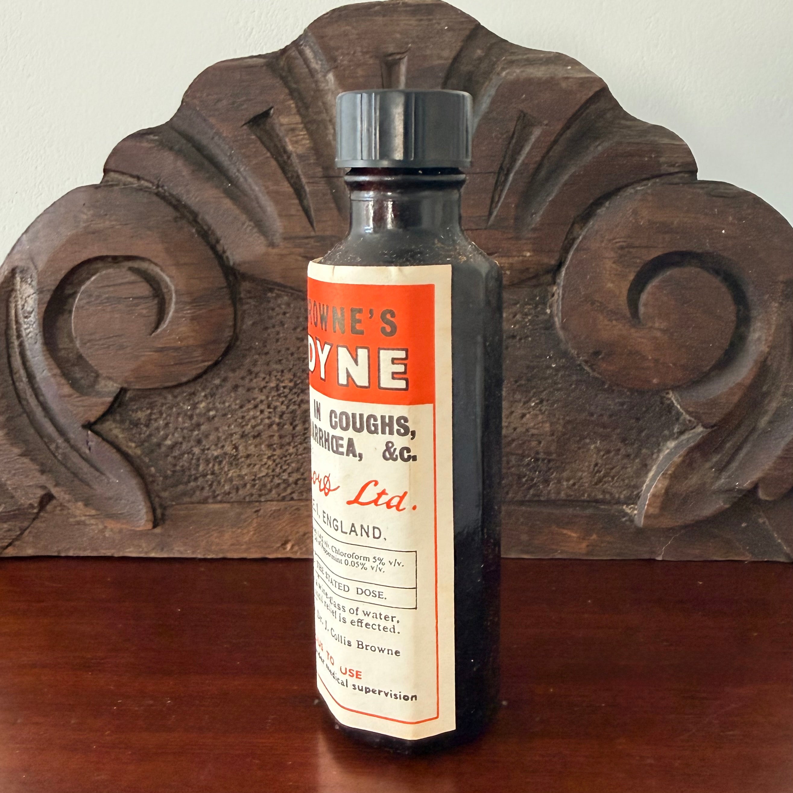 Collis Browne’s Chlorodyne Bottle, Box & Leaflet Vintage Chemist Apothecary Empty