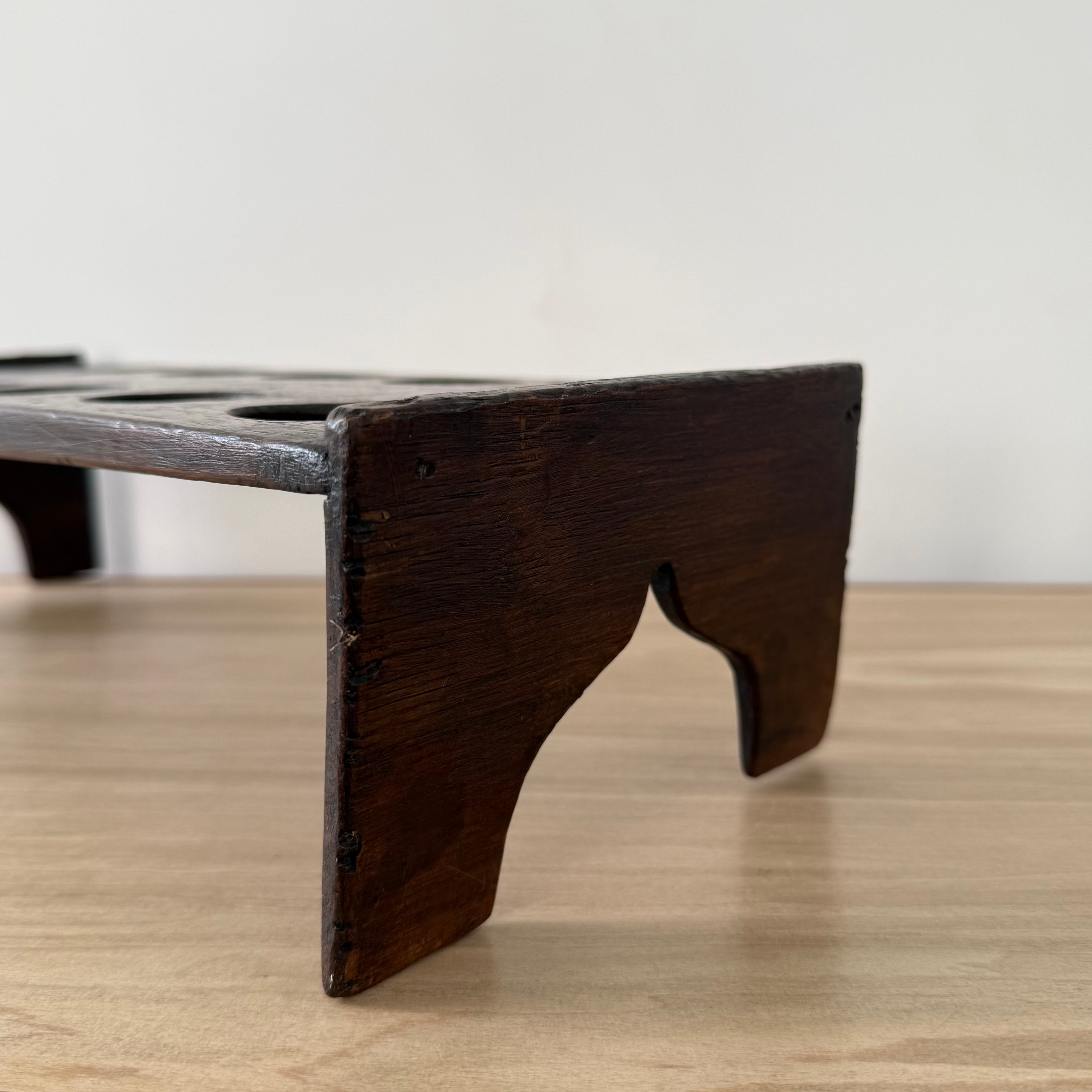 Antique Wooden Egg Rack Stand – 12 Hole Farmhouse Kitchen Storage