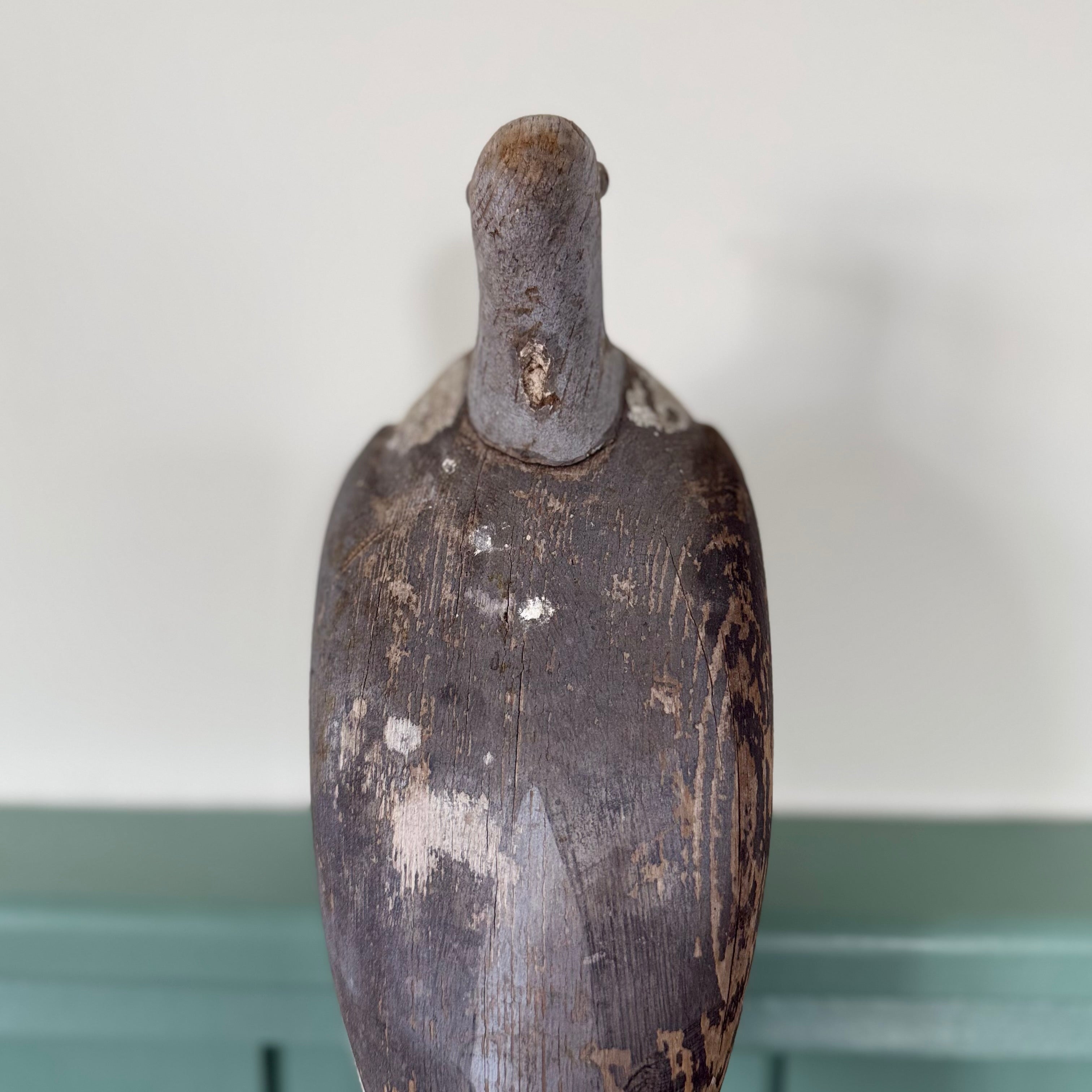 Antique Wooden Pigeon Decoy with Original Paint