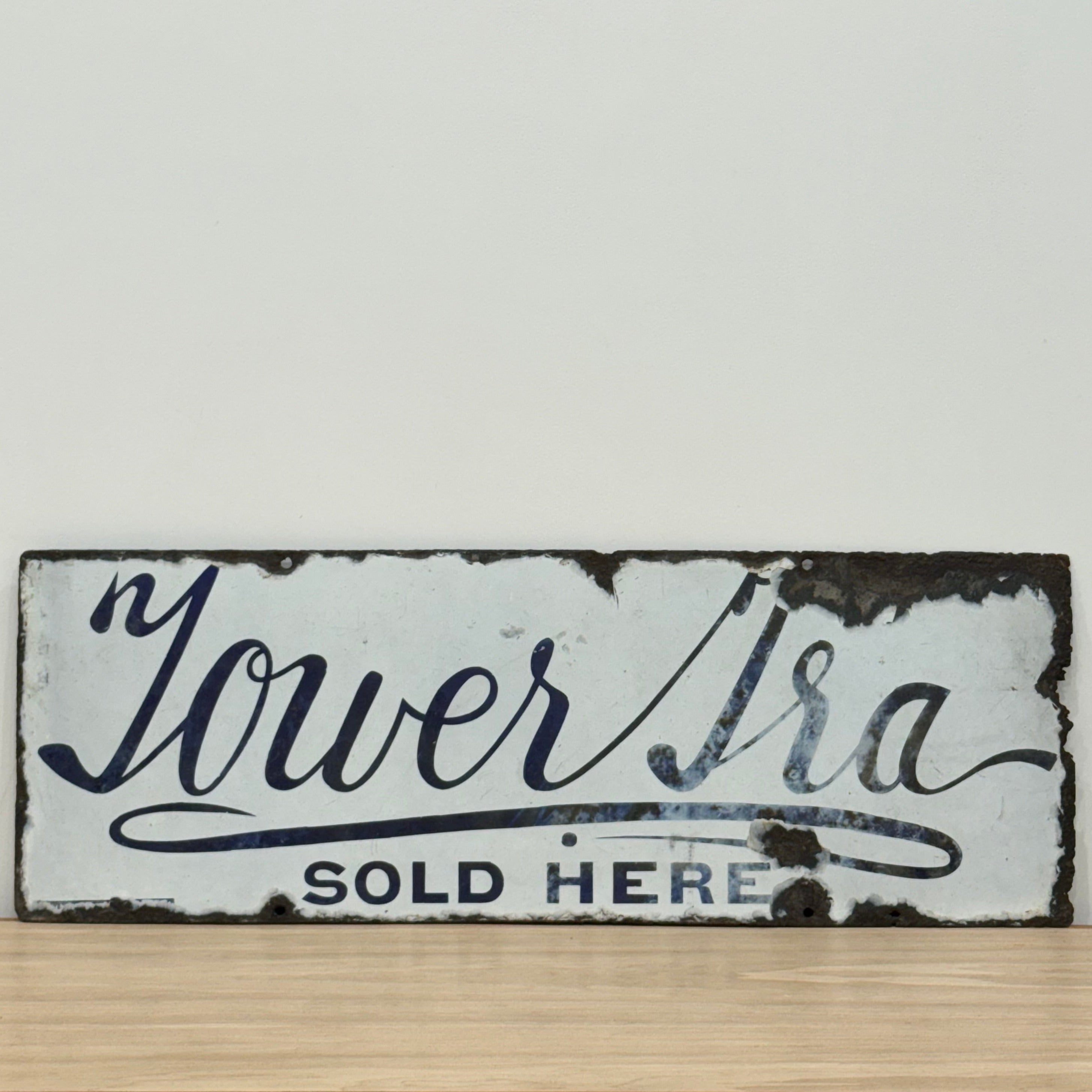 Vintage Tower Tea enamel advertising sign Sold Here