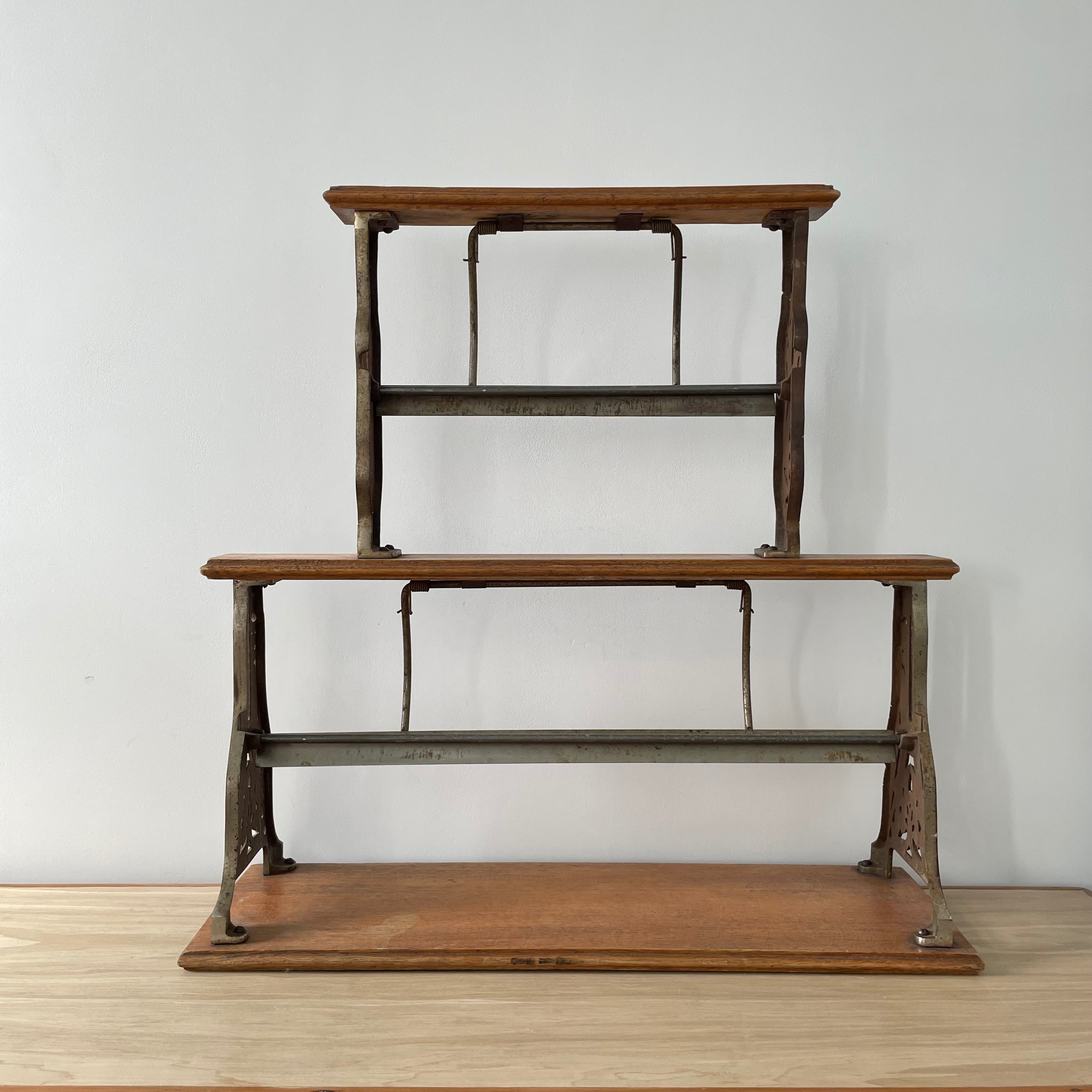 Antique Victorian Twin Roll Dispenser Stand – Cast Iron & Oak, c.1890s