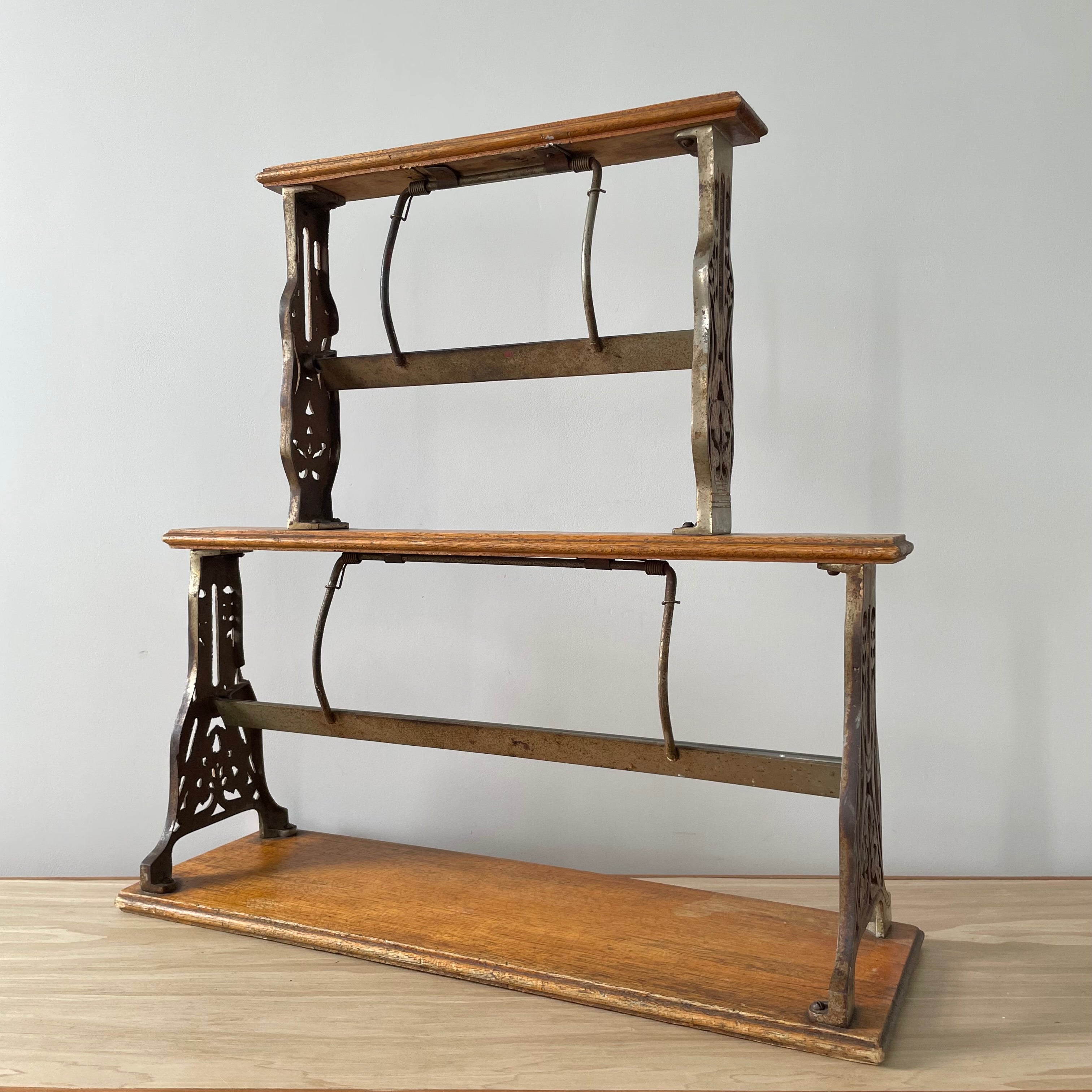 Antique Victorian Twin Roll Dispenser Stand – Cast Iron & Oak, c.1890s
