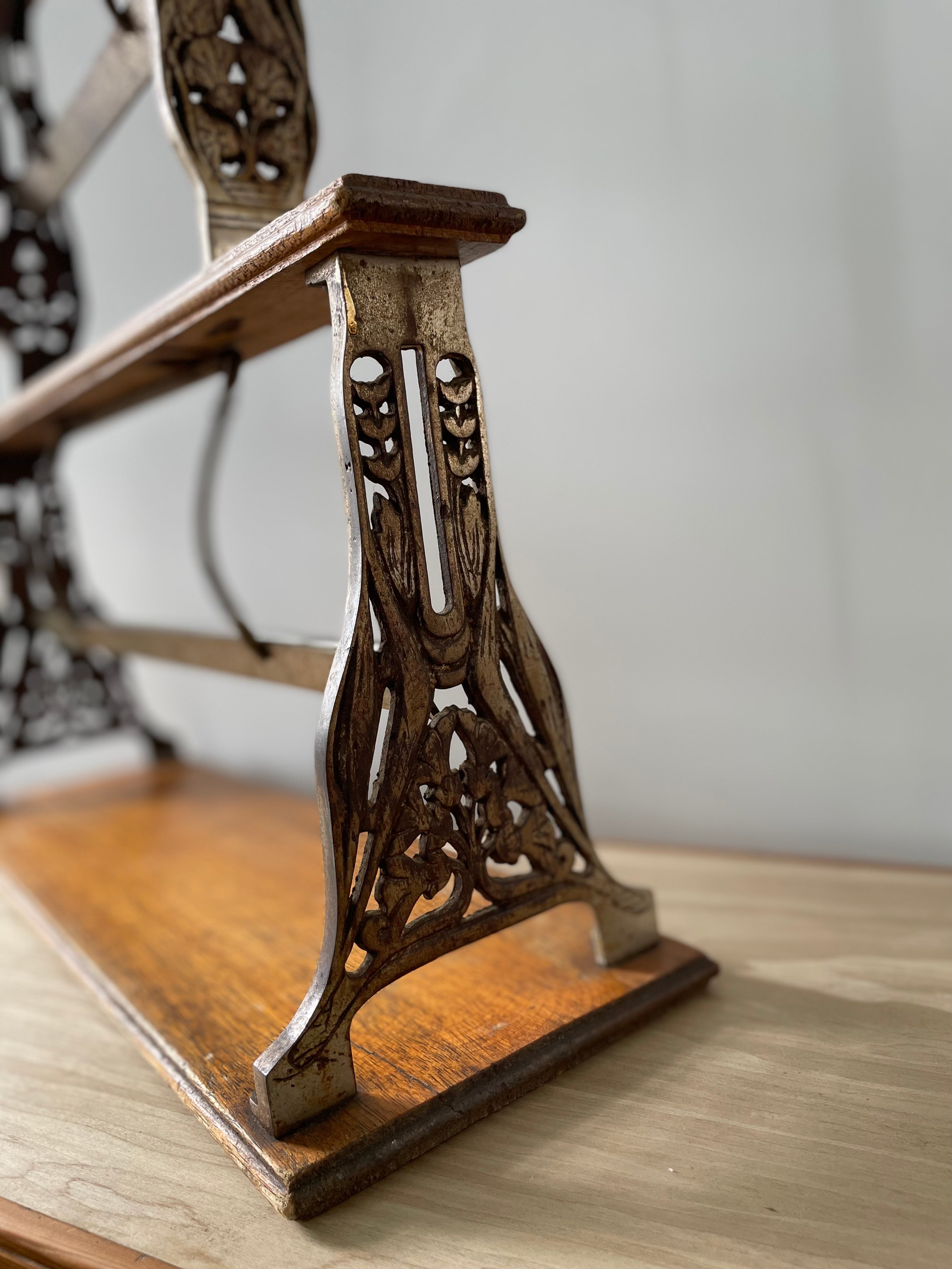 Antique Victorian Twin Roll Dispenser Stand – Cast Iron & Oak, c.1890s