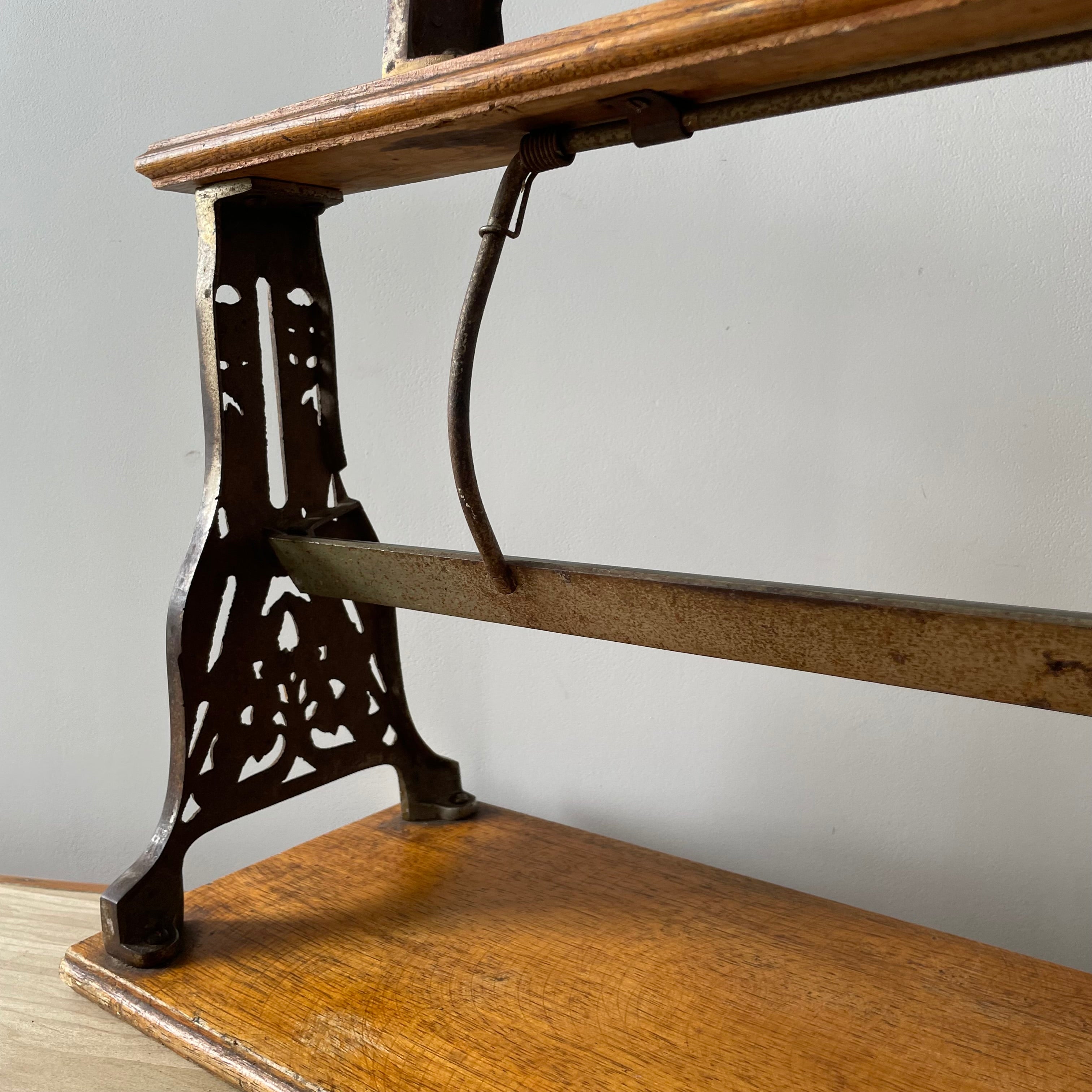 Antique Victorian Twin Roll Dispenser Stand – Cast Iron & Oak, c.1890s