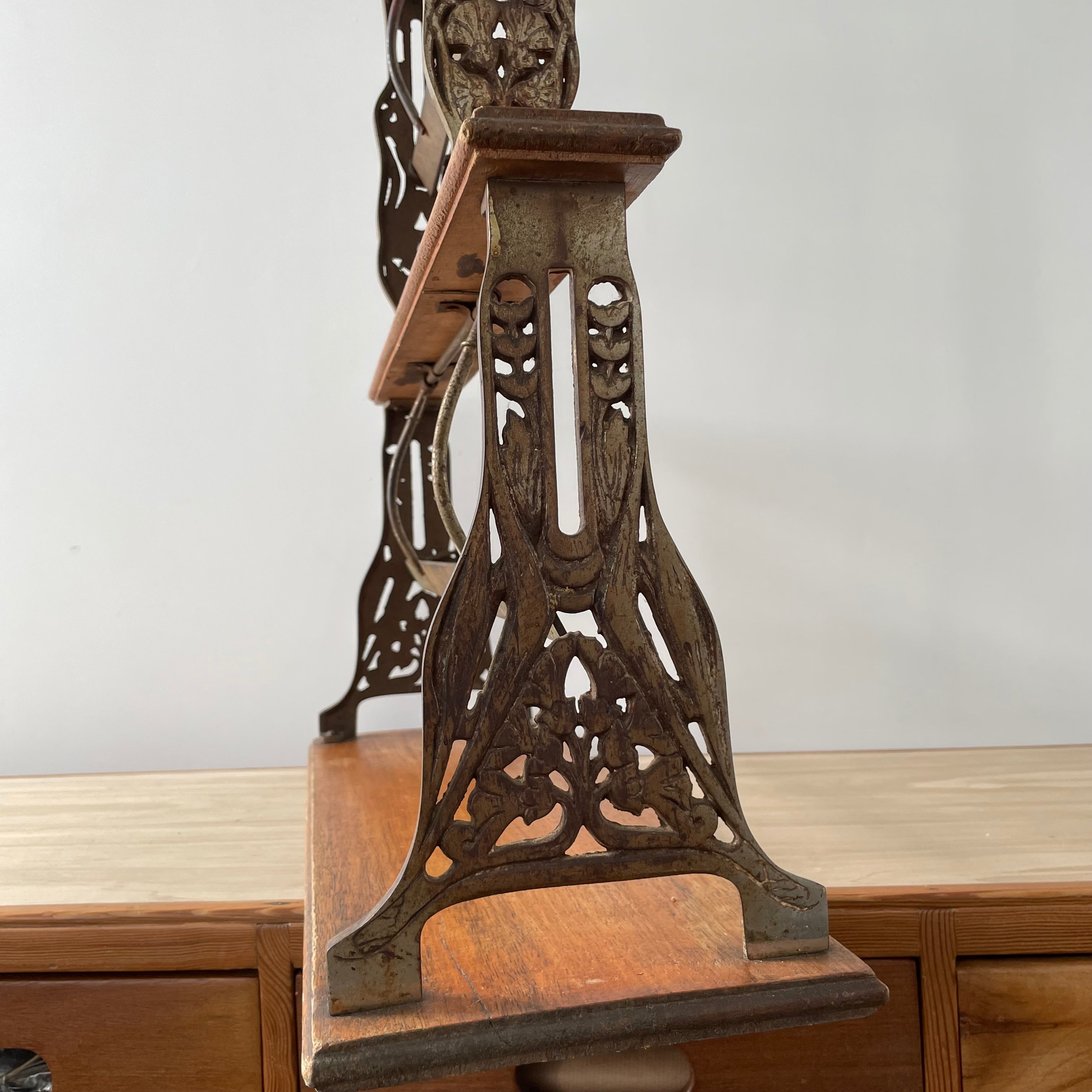 Antique Victorian Twin Roll Dispenser Stand – Cast Iron & Oak, c.1890s