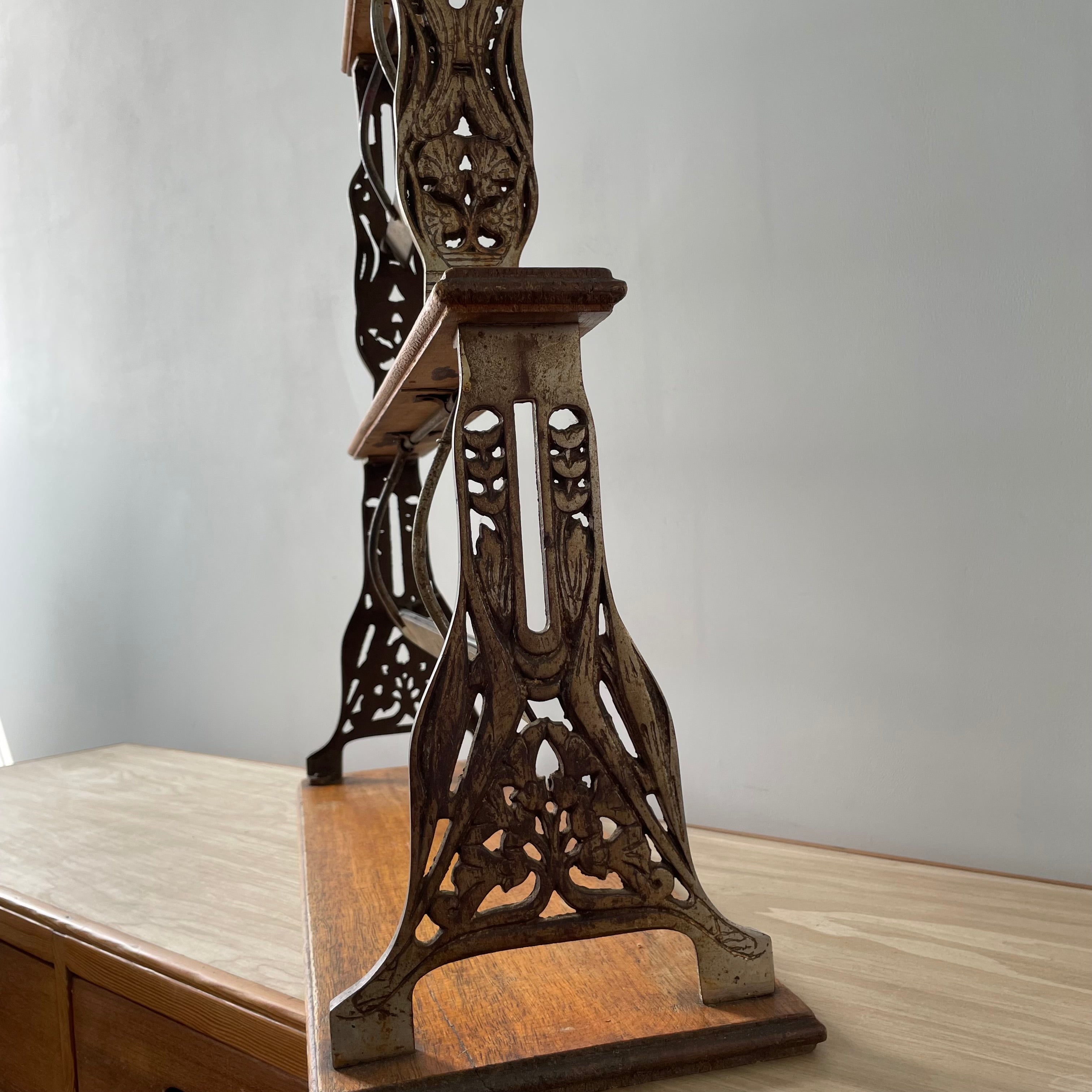 Antique Victorian Twin Roll Dispenser Stand – Cast Iron & Oak, c.1890s