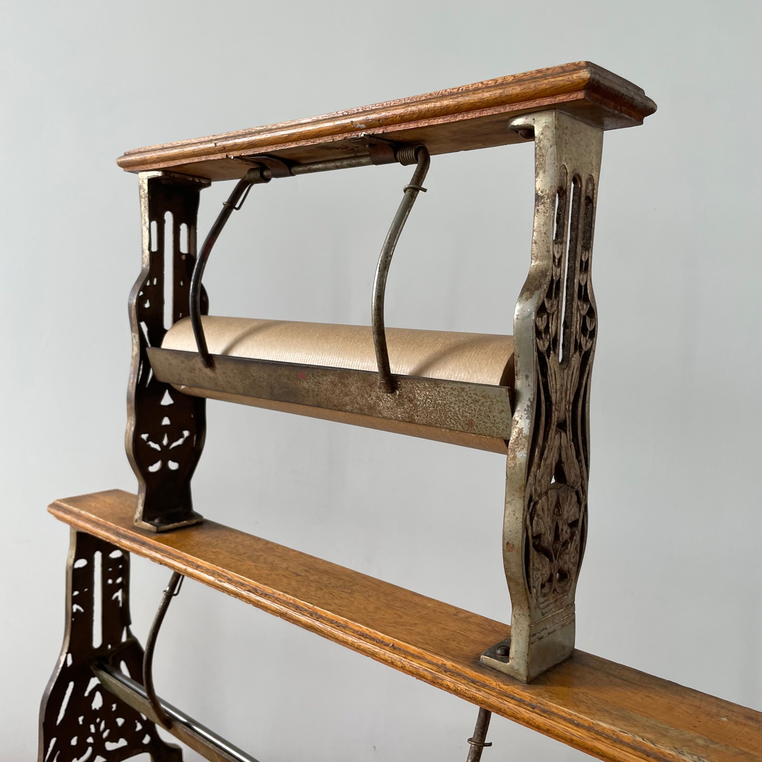 Antique Victorian Twin Roll Dispenser Stand – Cast Iron & Oak, c.1890s