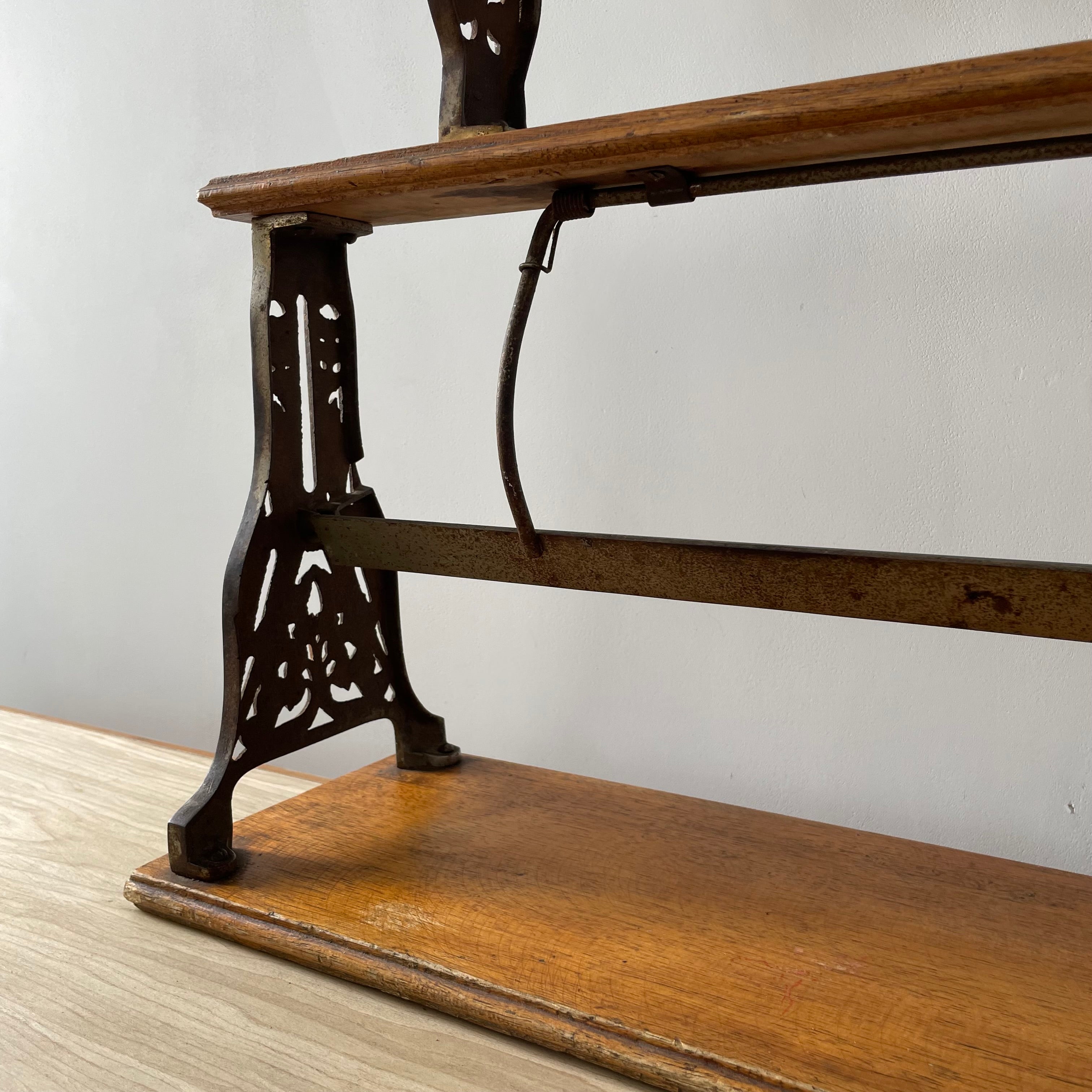 Antique Victorian Twin Roll Dispenser Stand – Cast Iron & Oak, c.1890s