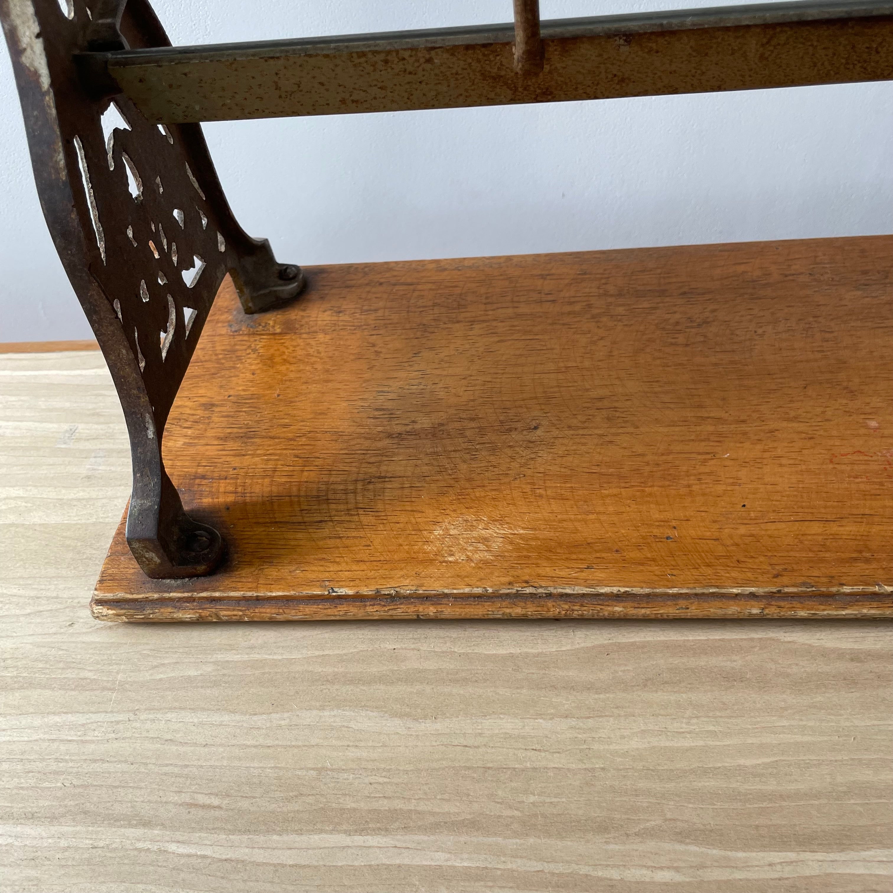 Antique Victorian Twin Roll Dispenser Stand – Cast Iron & Oak, c.1890s