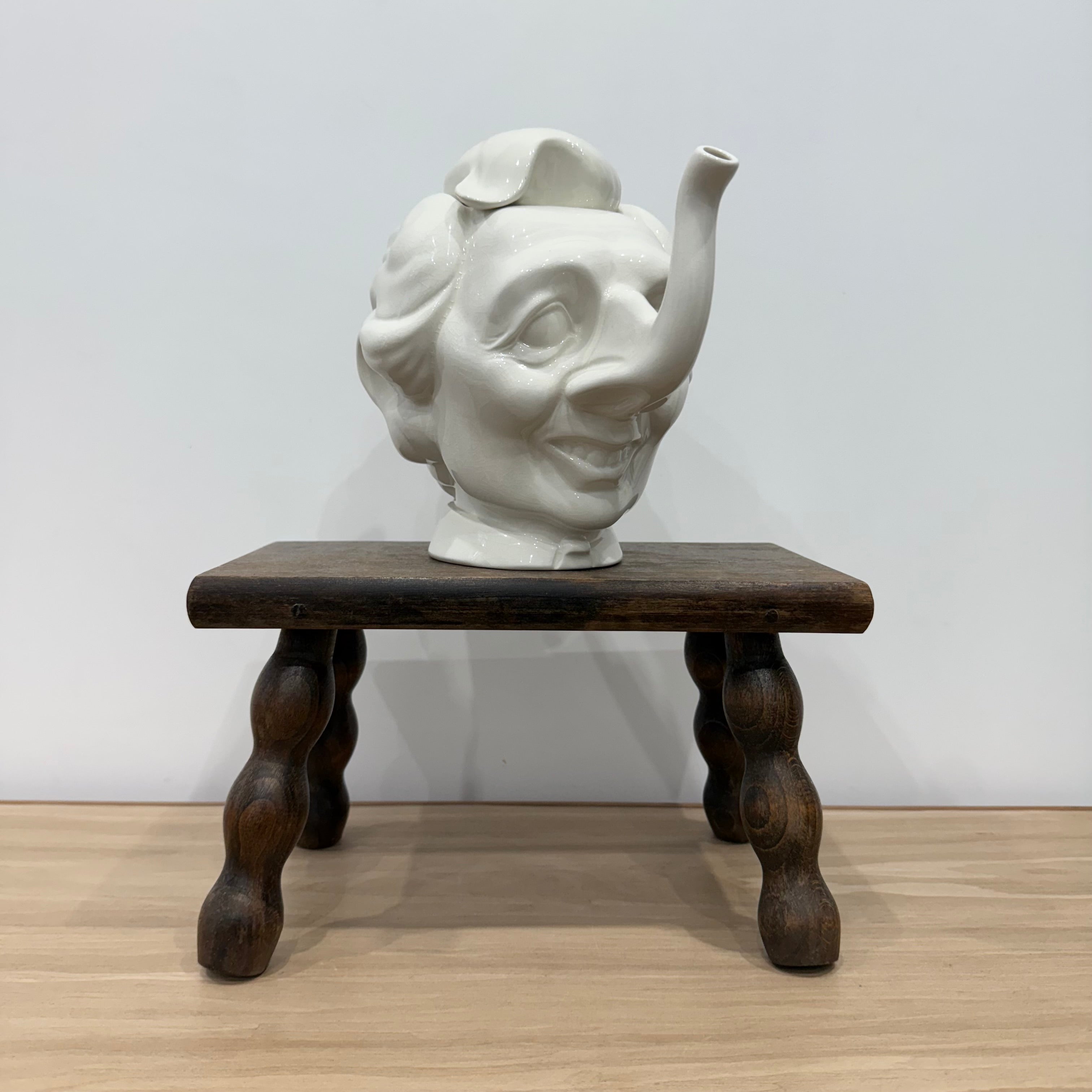 Luck & Flaw Spitting Image Margaret Thatcher Elephant Teapot Crackle Glaze