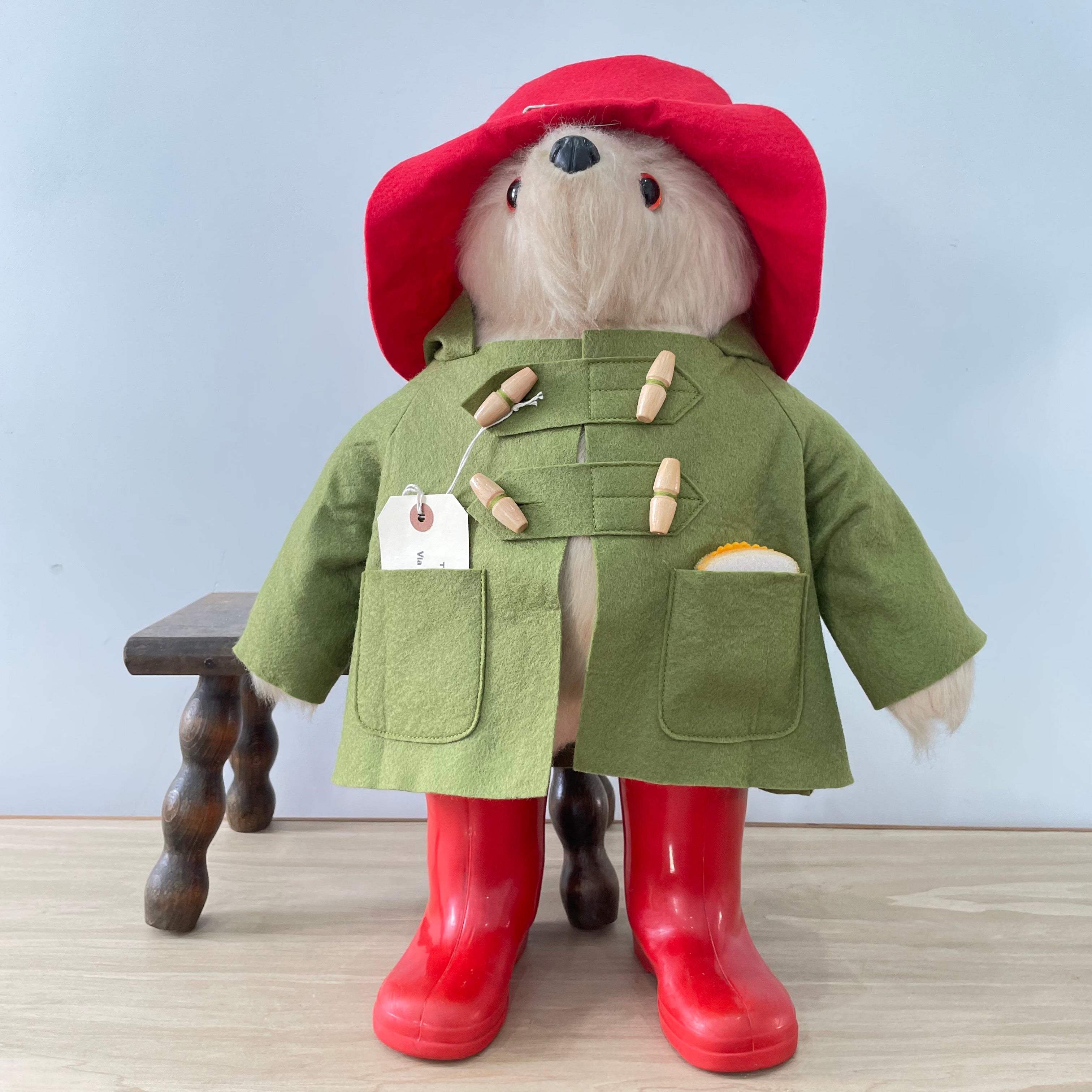 1972 Gabrielle Designs Paddington Bear – 18" – Olive Duffle Coat, Red Hat, Red Boots