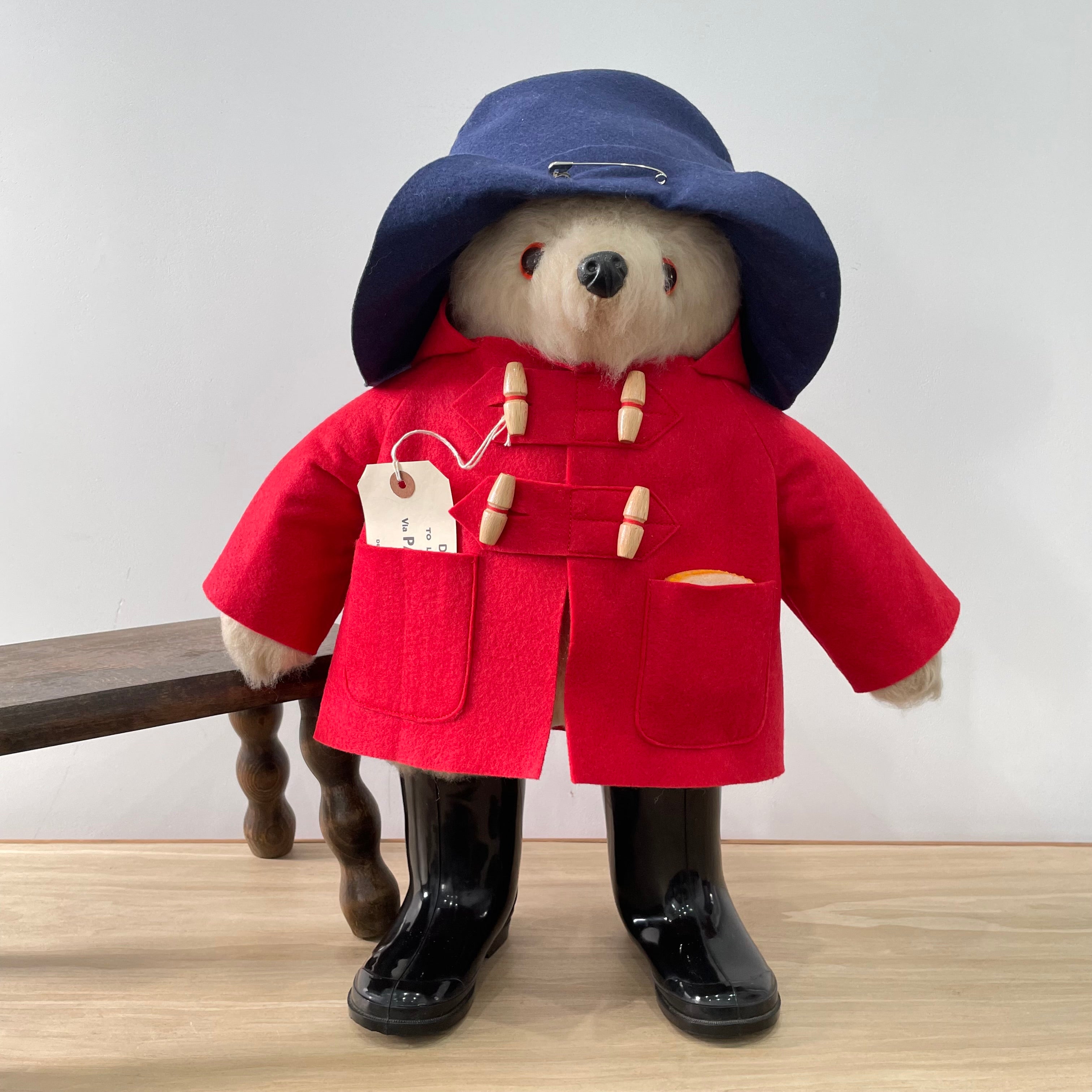 1972 Gabrielle Designs Paddington Bear – 18" – Red Duffle Coat, Navy Hat, Black Boots