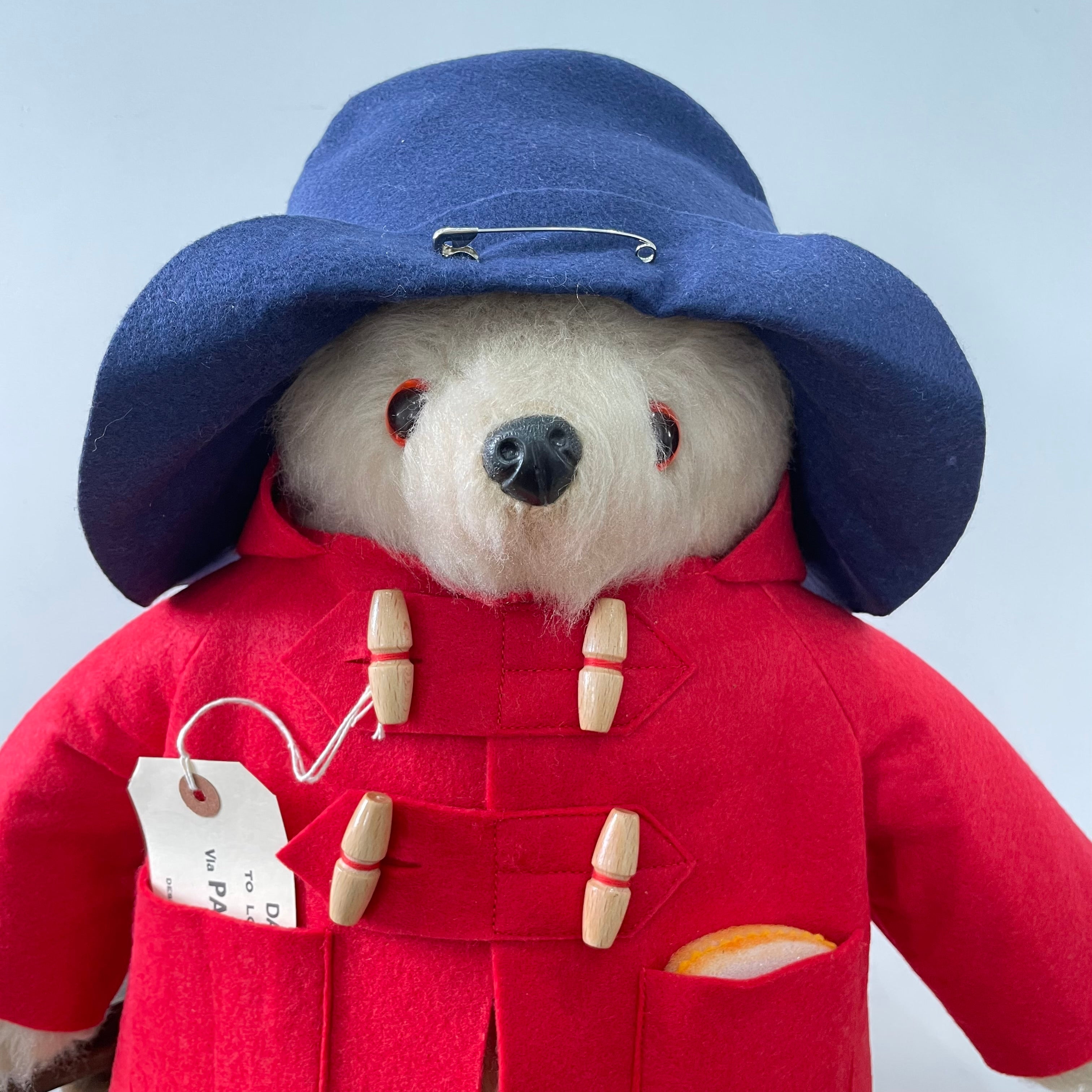1972 Gabrielle Designs Paddington Bear – 18" – Red Duffle Coat, Navy Hat, Black Boots