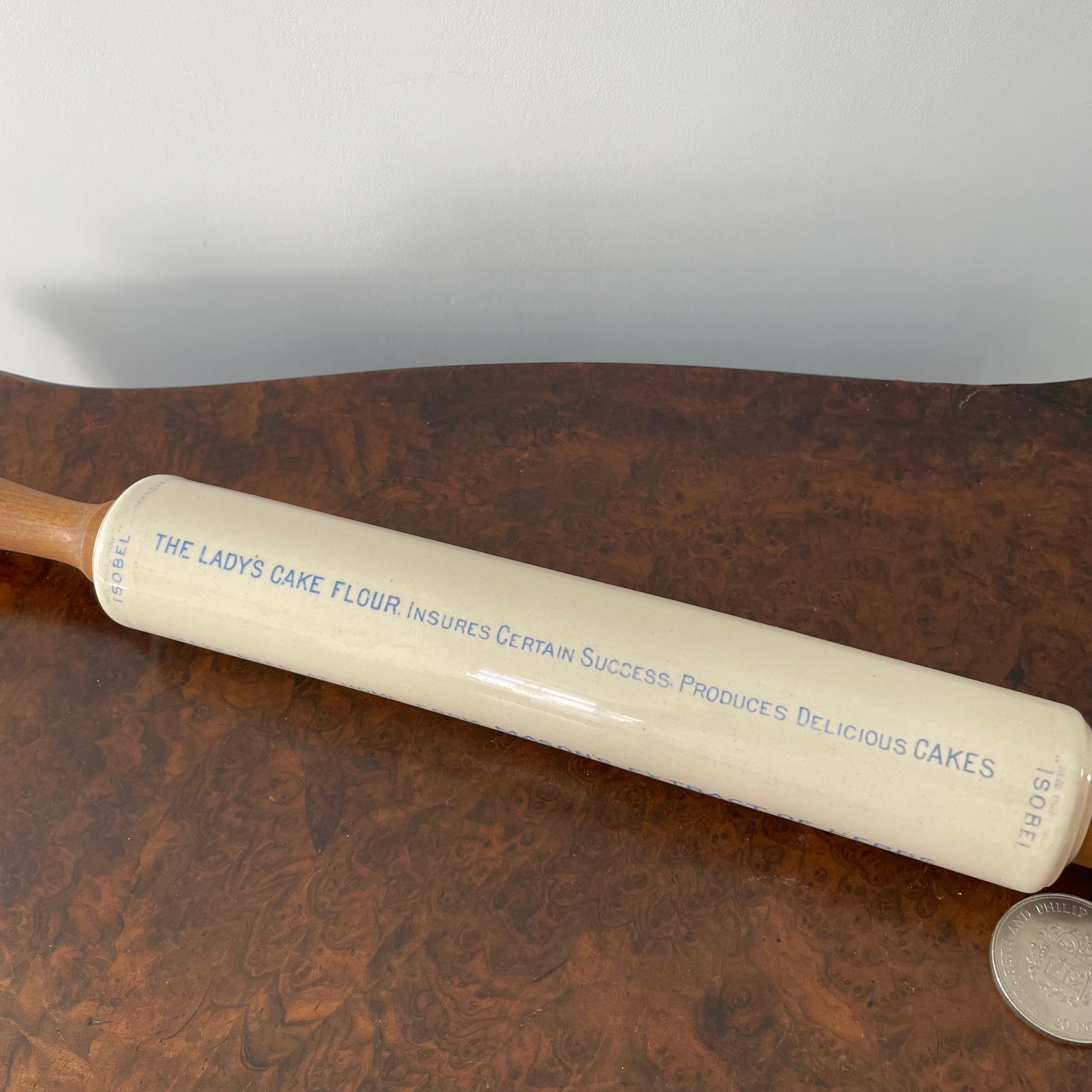 Antique Isobel Ironstone Advertising Rolling Pin – Choice of 4 Variants