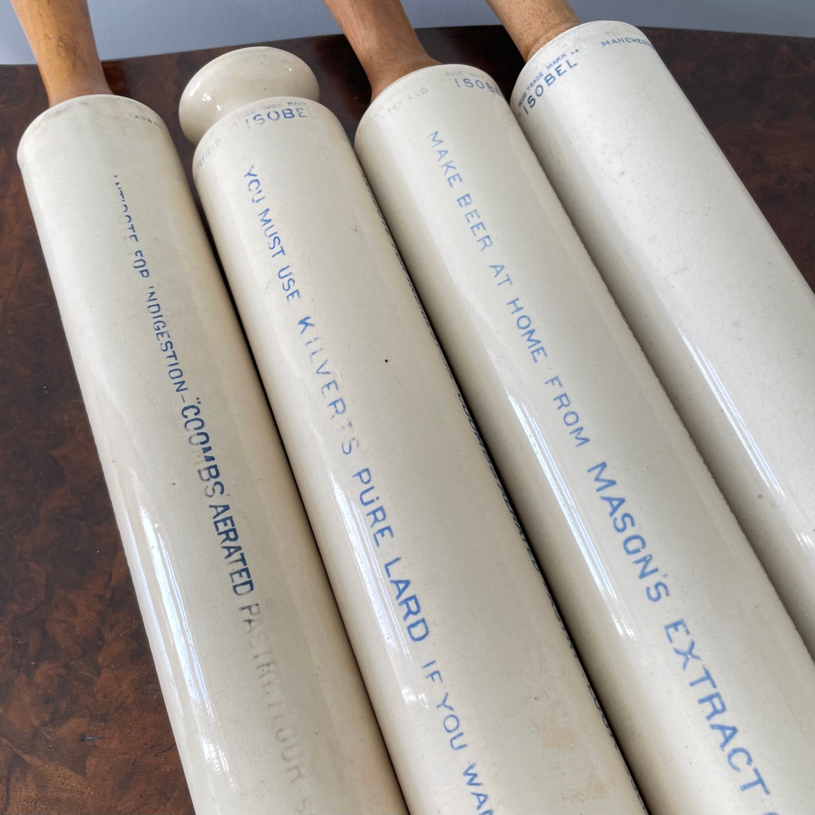 Antique Isobel Ironstone Advertising Rolling Pin – Choice of 4 Variants