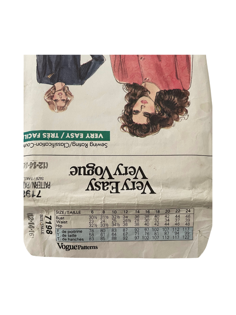 Vogue 7918 Womens Size 16 Petite Top Skirt FF