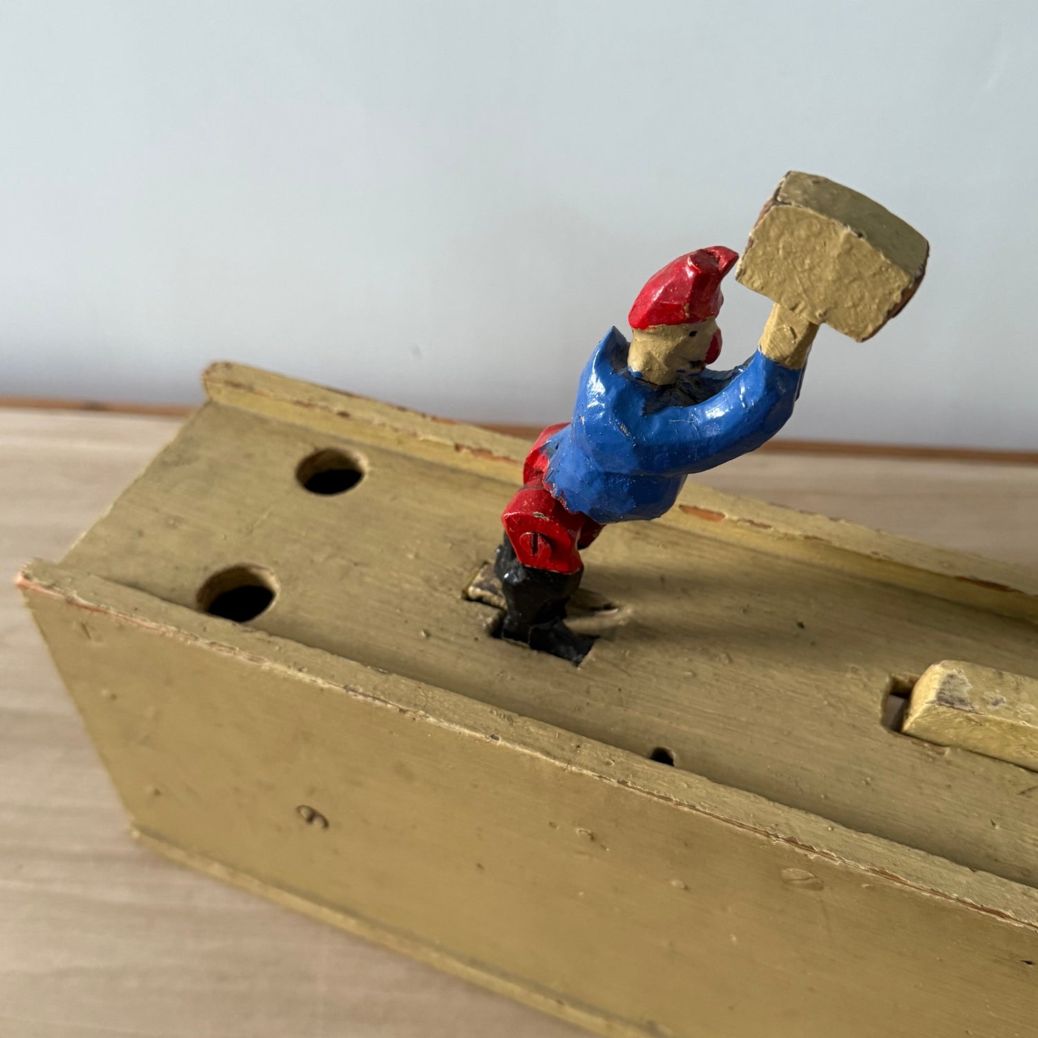 Scratch Built Punch and Judy Style Folk Art Wooden Tableau