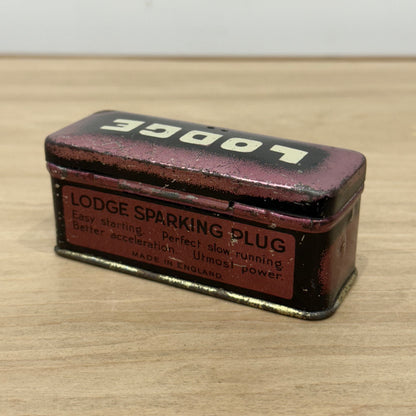 Vintage Lodge Sparking Plug Tin Made in England Automotive Advertising Box