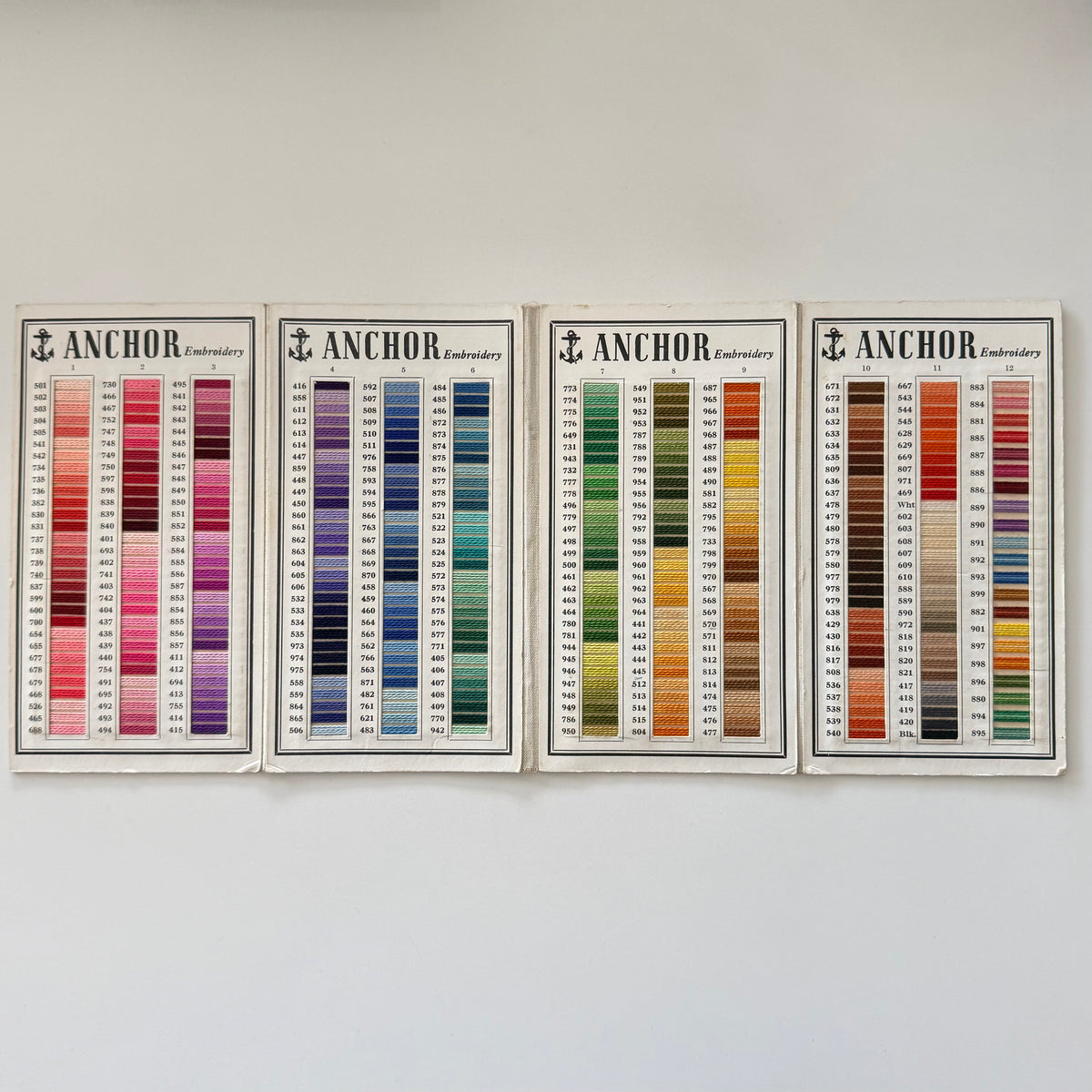 Vintage Clark’s Anchor Embroidery Thread Colour Shade Card c.1954