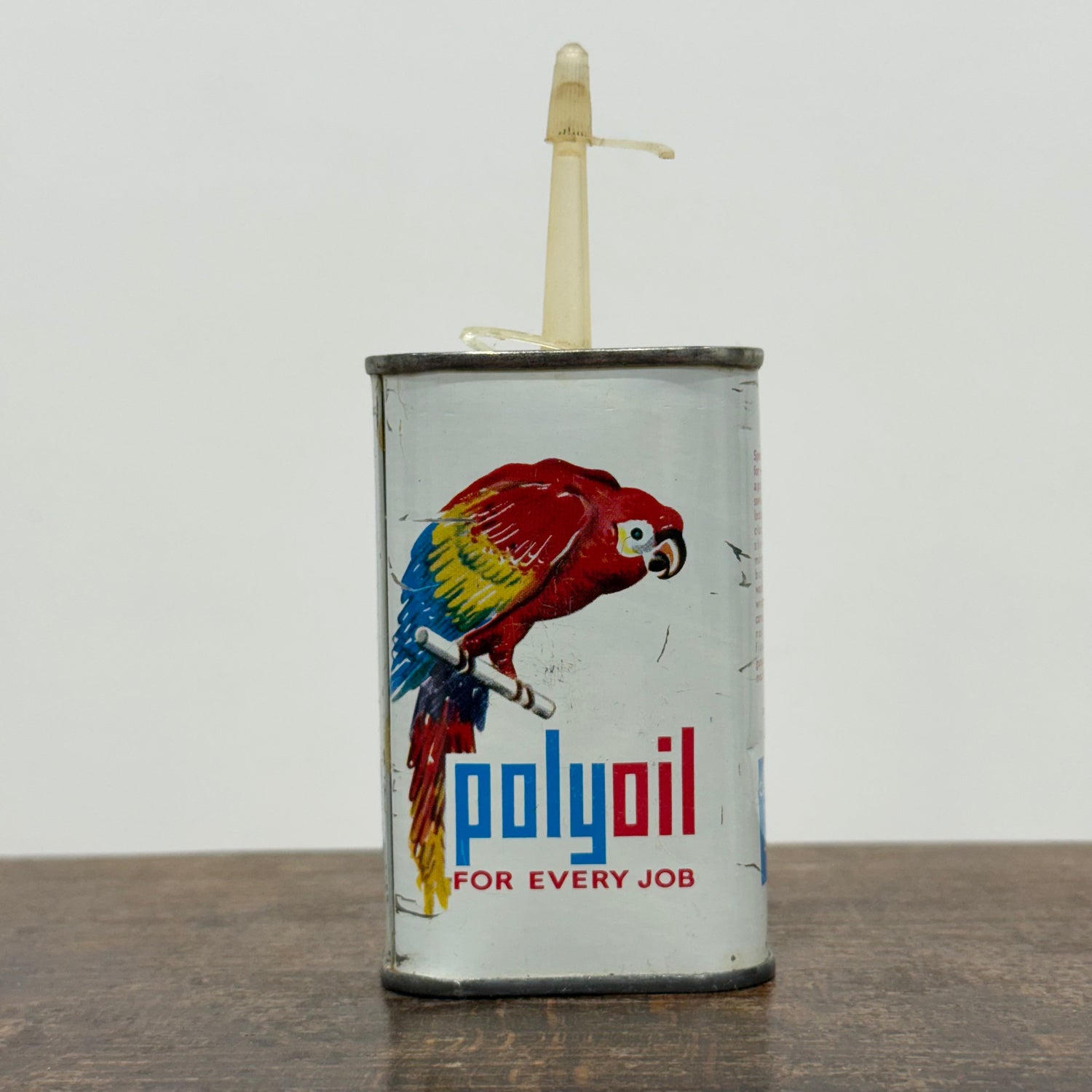 Vintage PolyOil Oiler Tin Filtrate Leeds Parrot Logo Cycle Machinery Oil Can