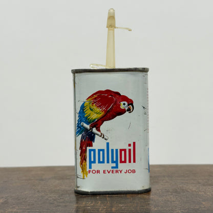 Vintage PolyOil Oiler Tin Filtrate Leeds Parrot Logo Cycle Machinery Oil Can