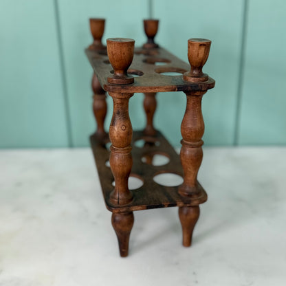 Antique Victorian Edwardian Wooden Two Tier Egg Stand Rack