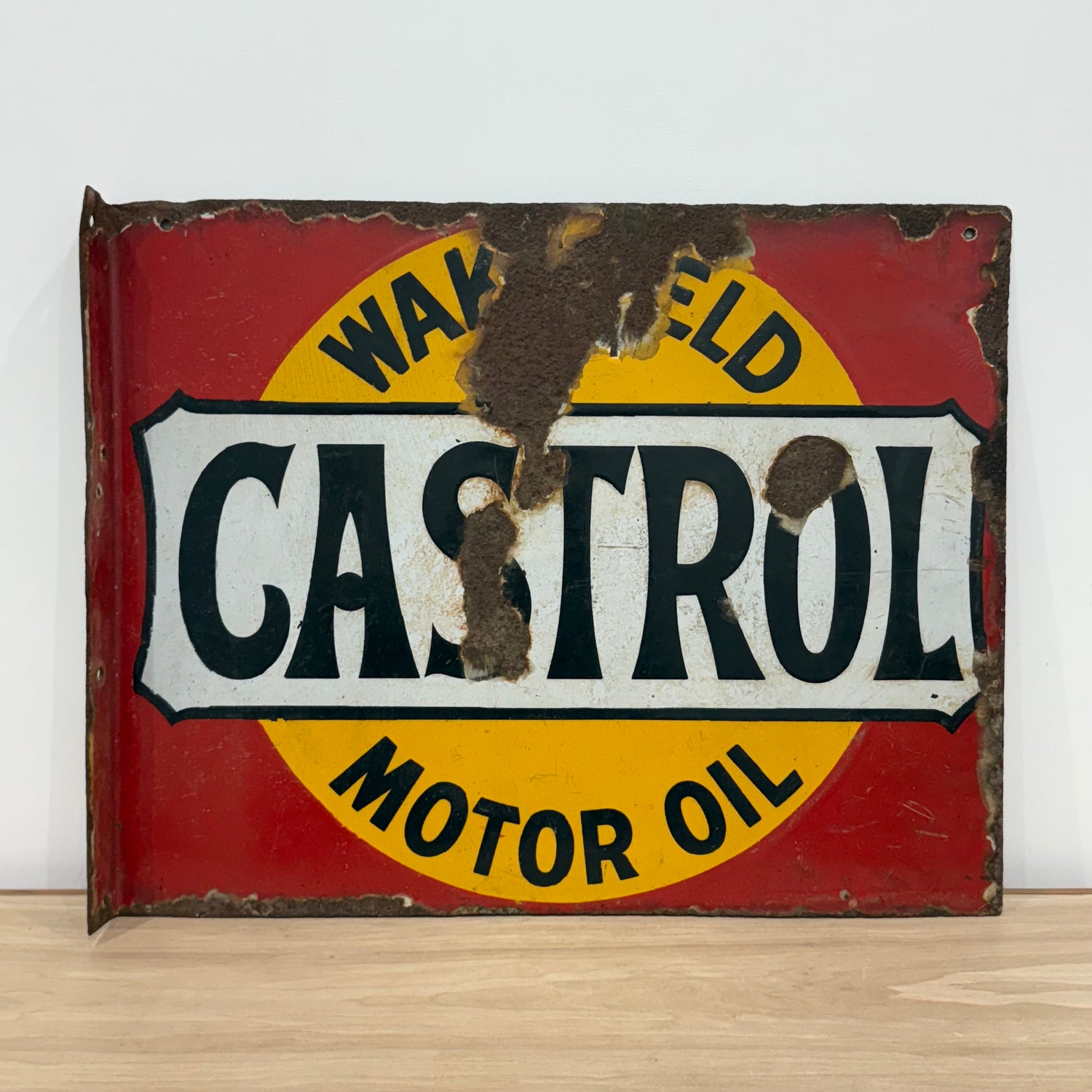 Castrol Motor Oil Enamel Advertising Sign Wakefield Oil c1920
