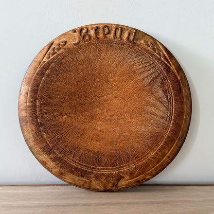 Rustic Wooden Breadboard Treen ‘Bread’ Carved 28.5cm