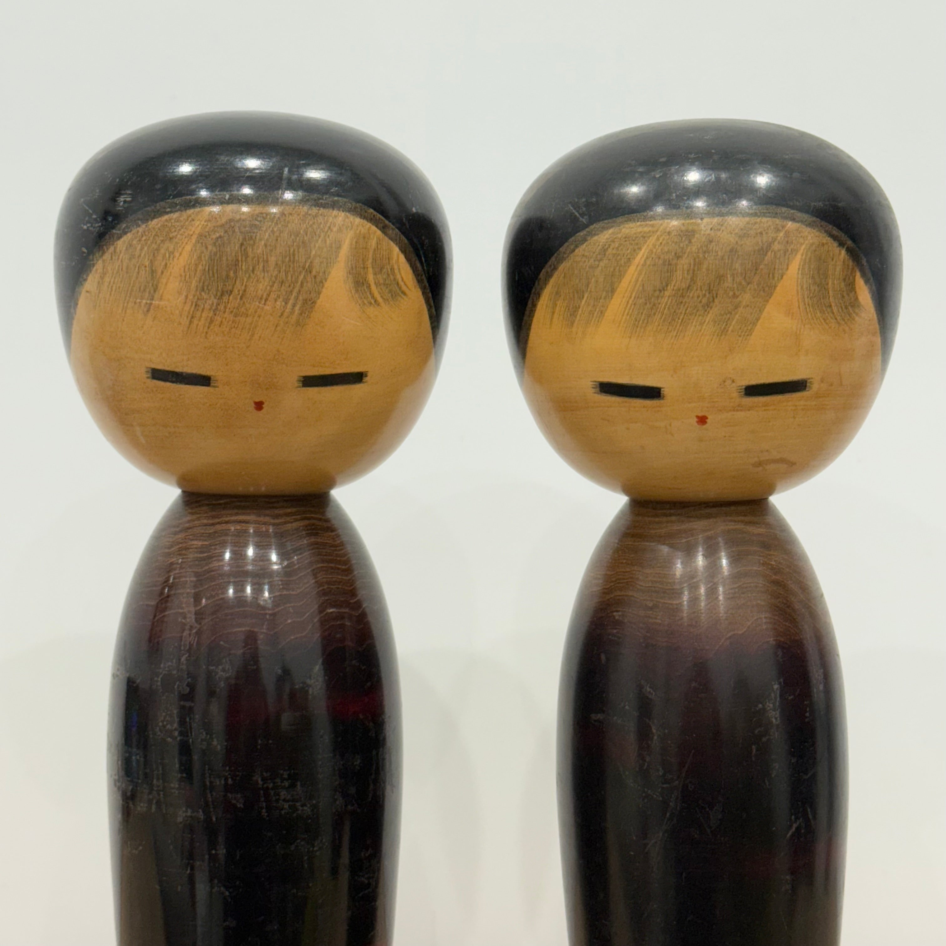 Large Pair of Japanese Sōsaku Kokeshi Dolls by Watanabe Masao