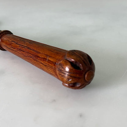 Antique Silver Plated Bread Muffin Fork with Turned Wooden Handle