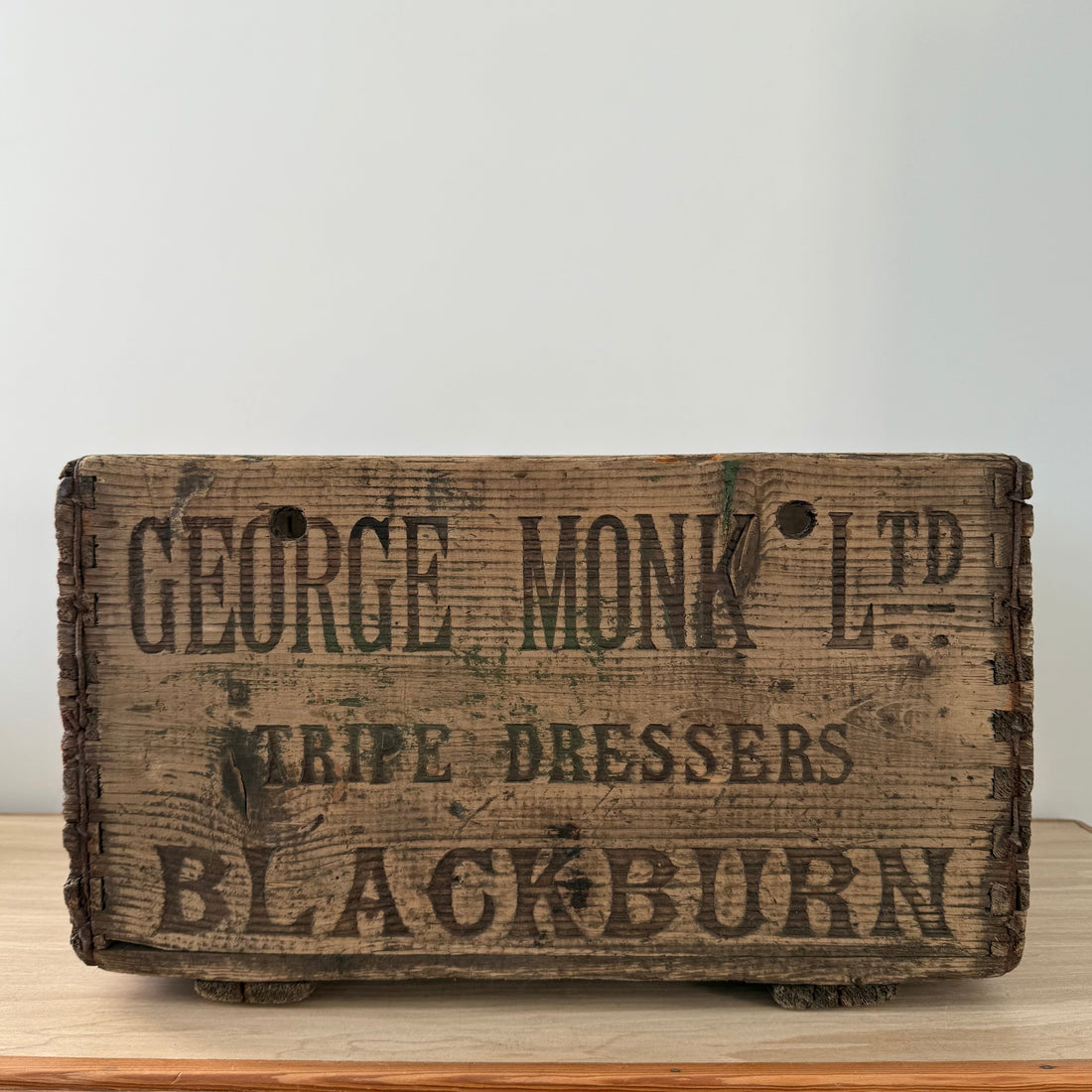 George Monk Ltd Wooden Trade Crate Tripe Dressing Blackburn c1920